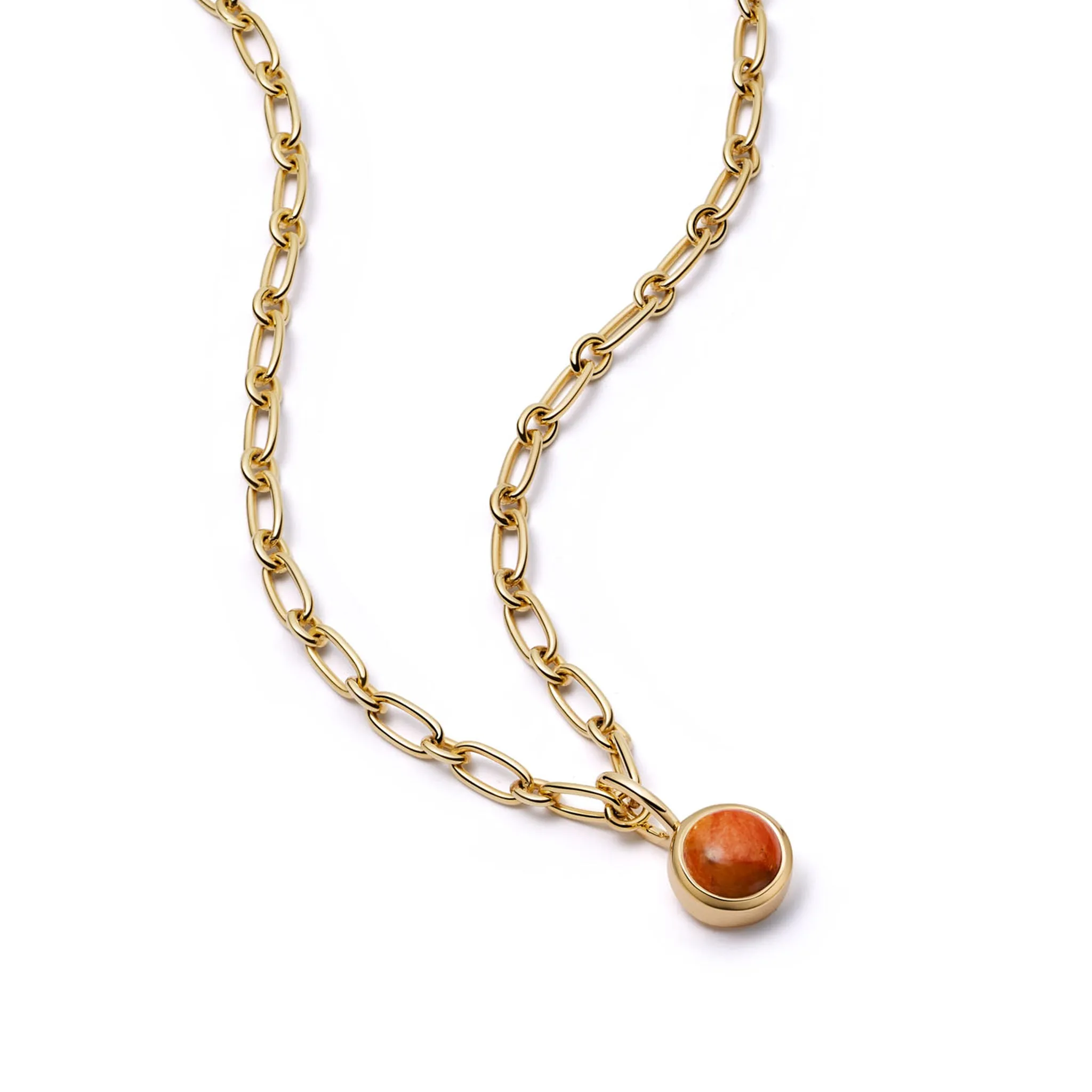 Red Coral Chunky Healing Stone Necklace 18ct Gold Plate sold by Daisy Jewellery