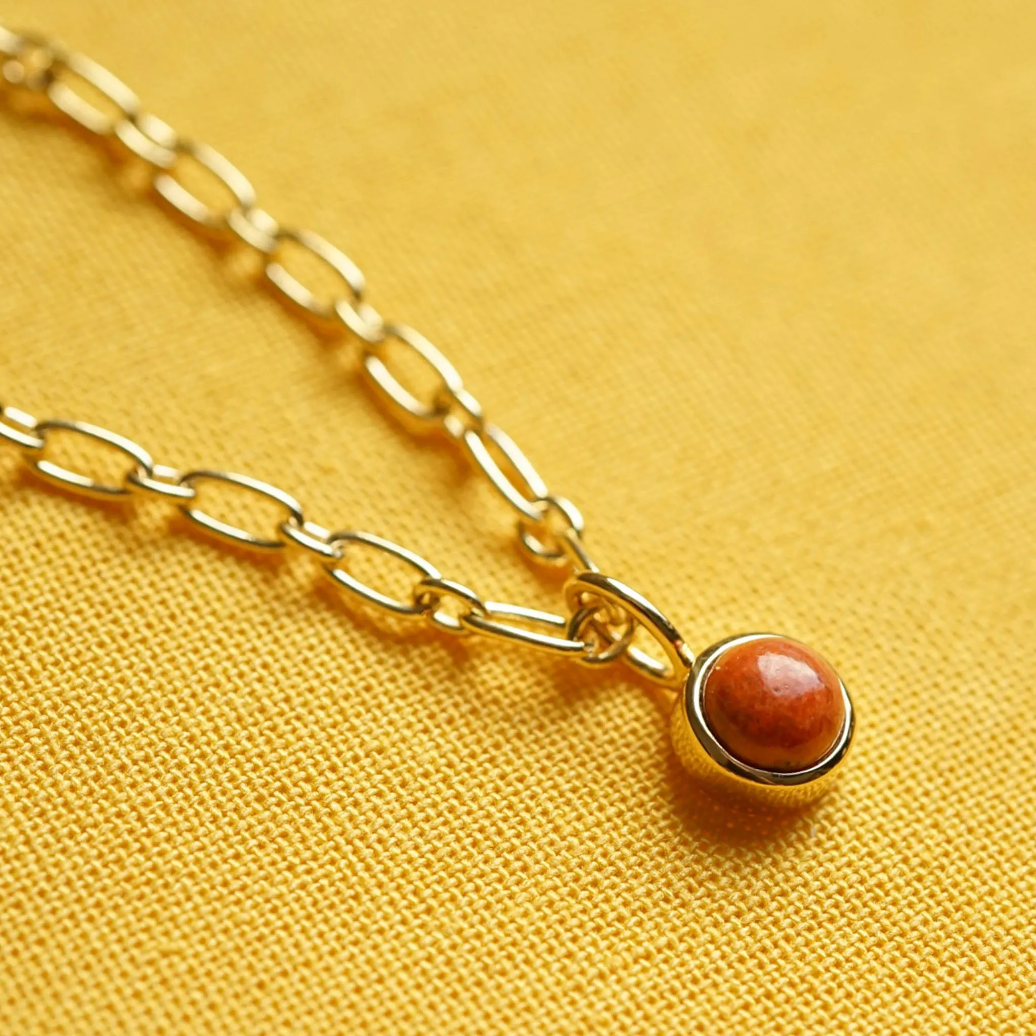 Red Coral Chunky Healing Stone Necklace 18ct Gold Plate sold by Daisy Jewellery product image thumbnail 5