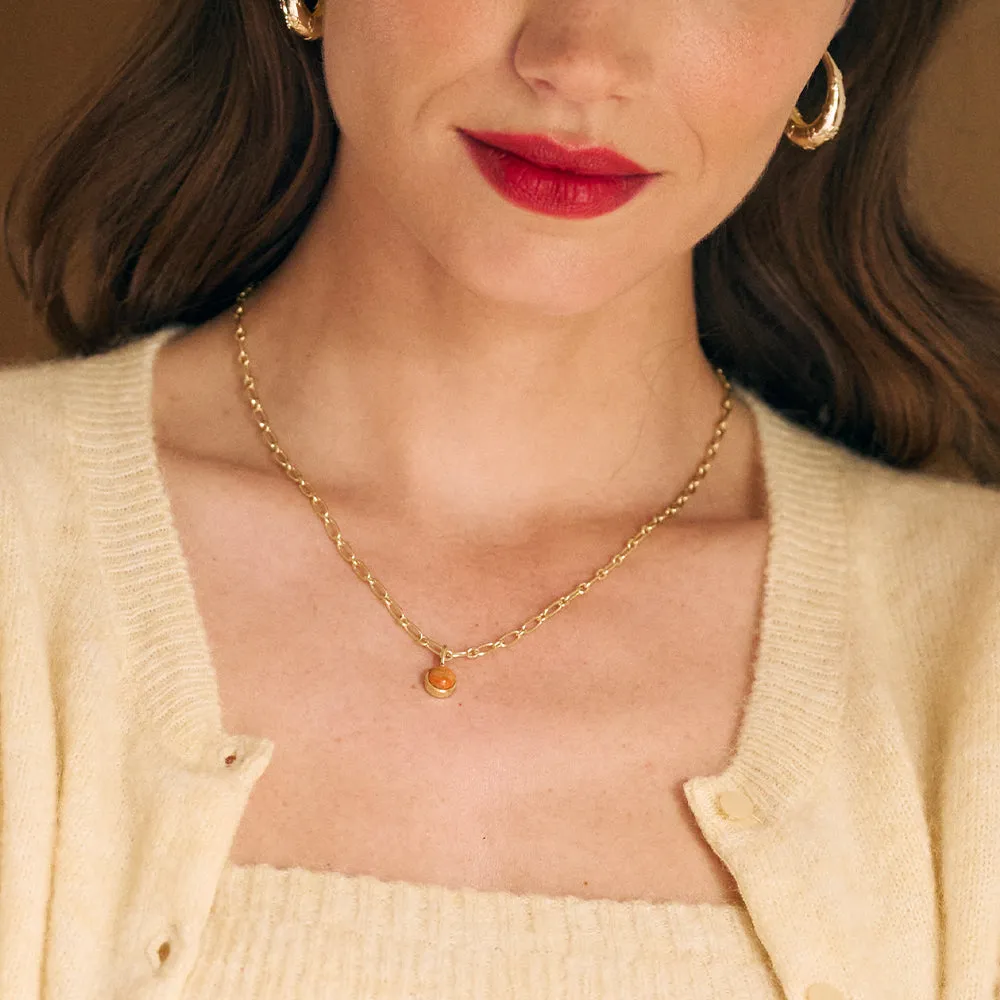 Red Coral Chunky Healing Stone Necklace 18ct Gold Plate sold by Daisy Jewellery product image thumbnail 4