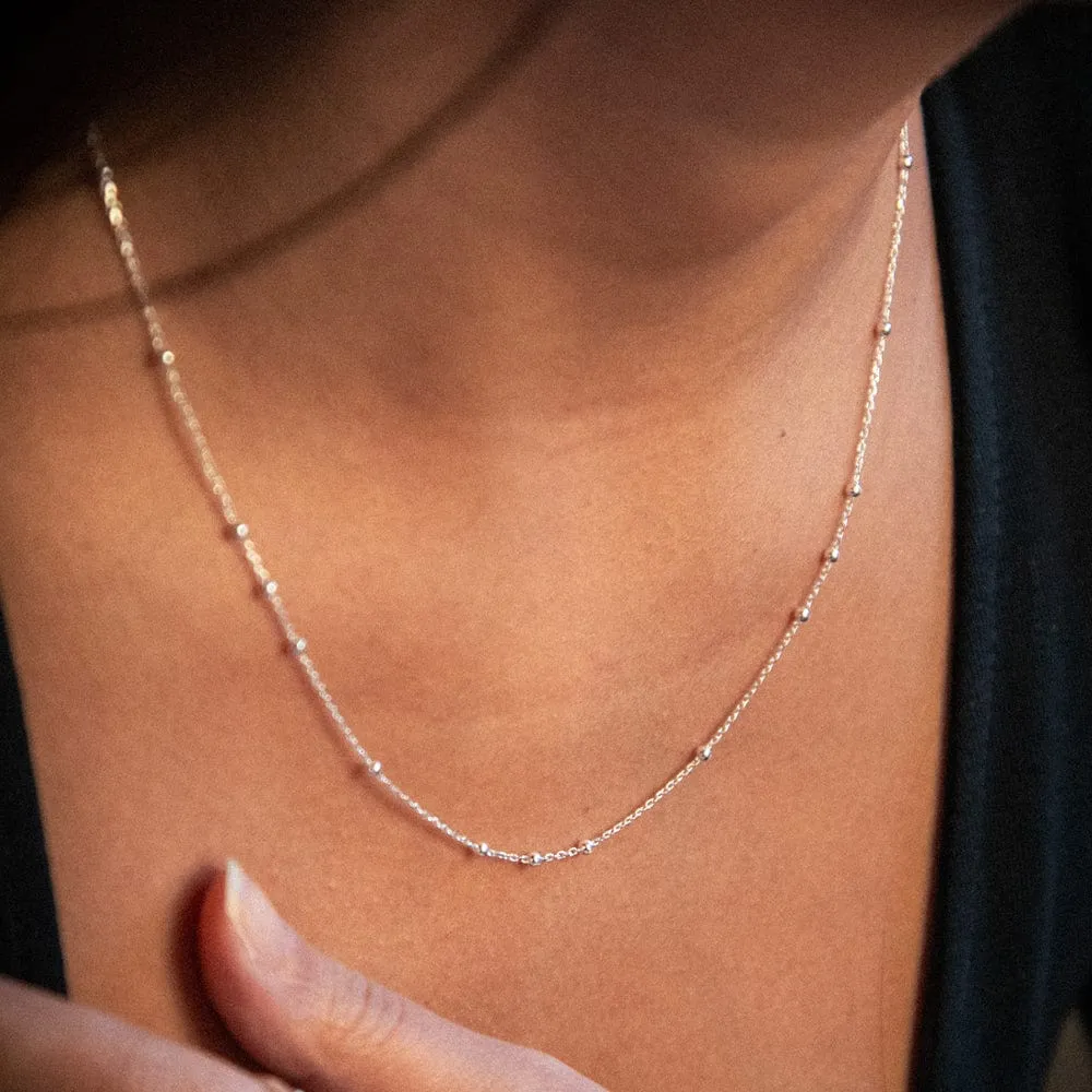 Beaded Layering Chain Necklace Sterling Silver sold by Daisy Jewellery product image thumbnail 2