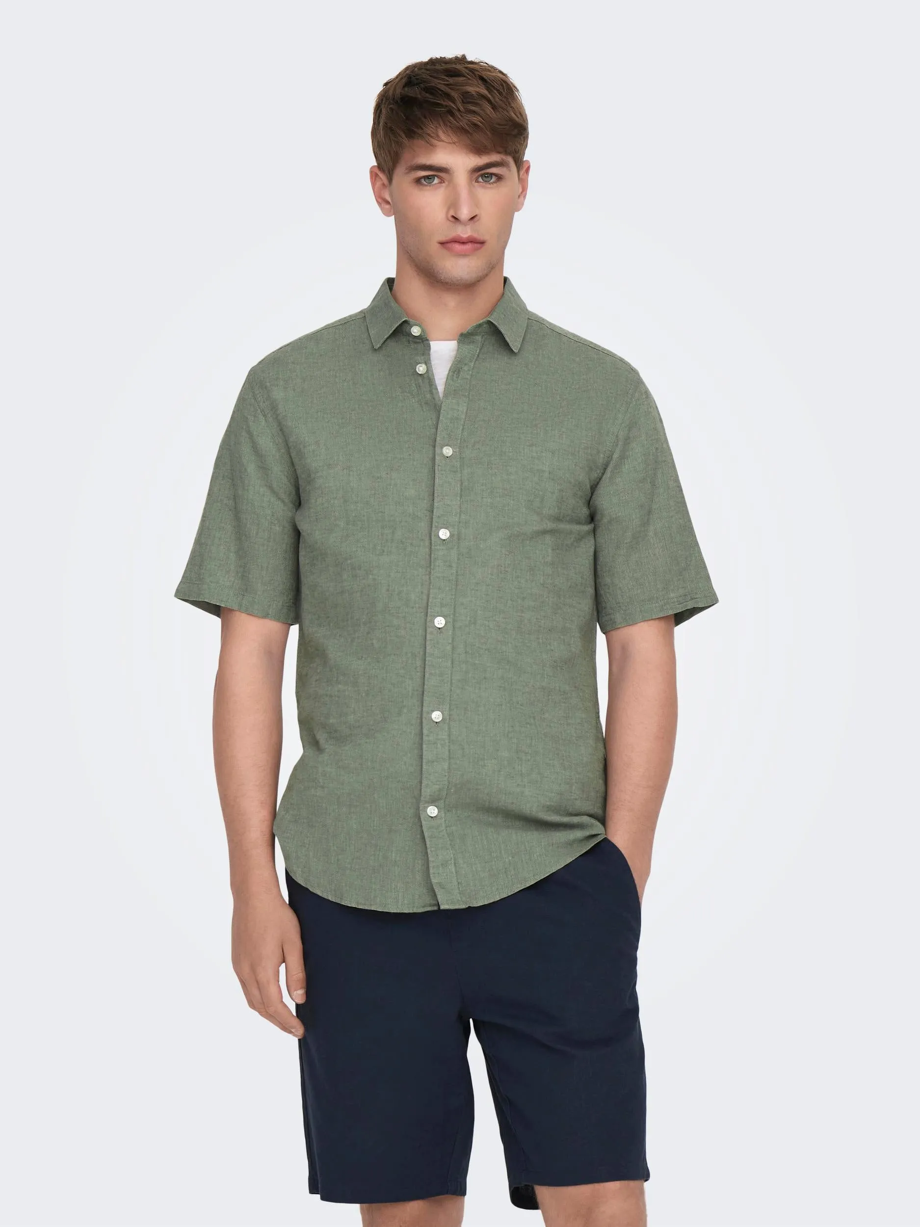 Caiden Solid Linen Shirt sold by Plenty