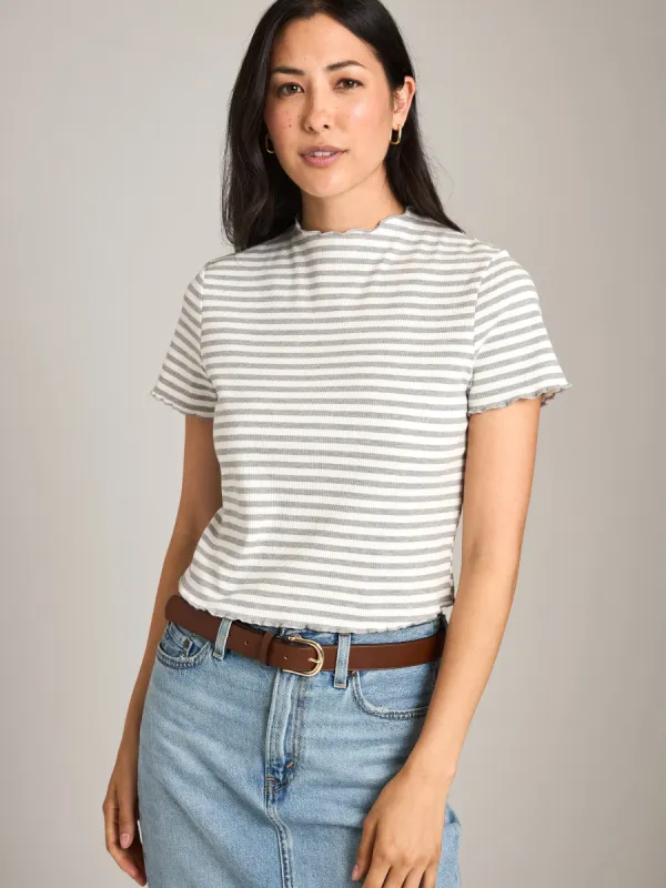 Stripe Rib Short Sleeve Top sold by Plenty
