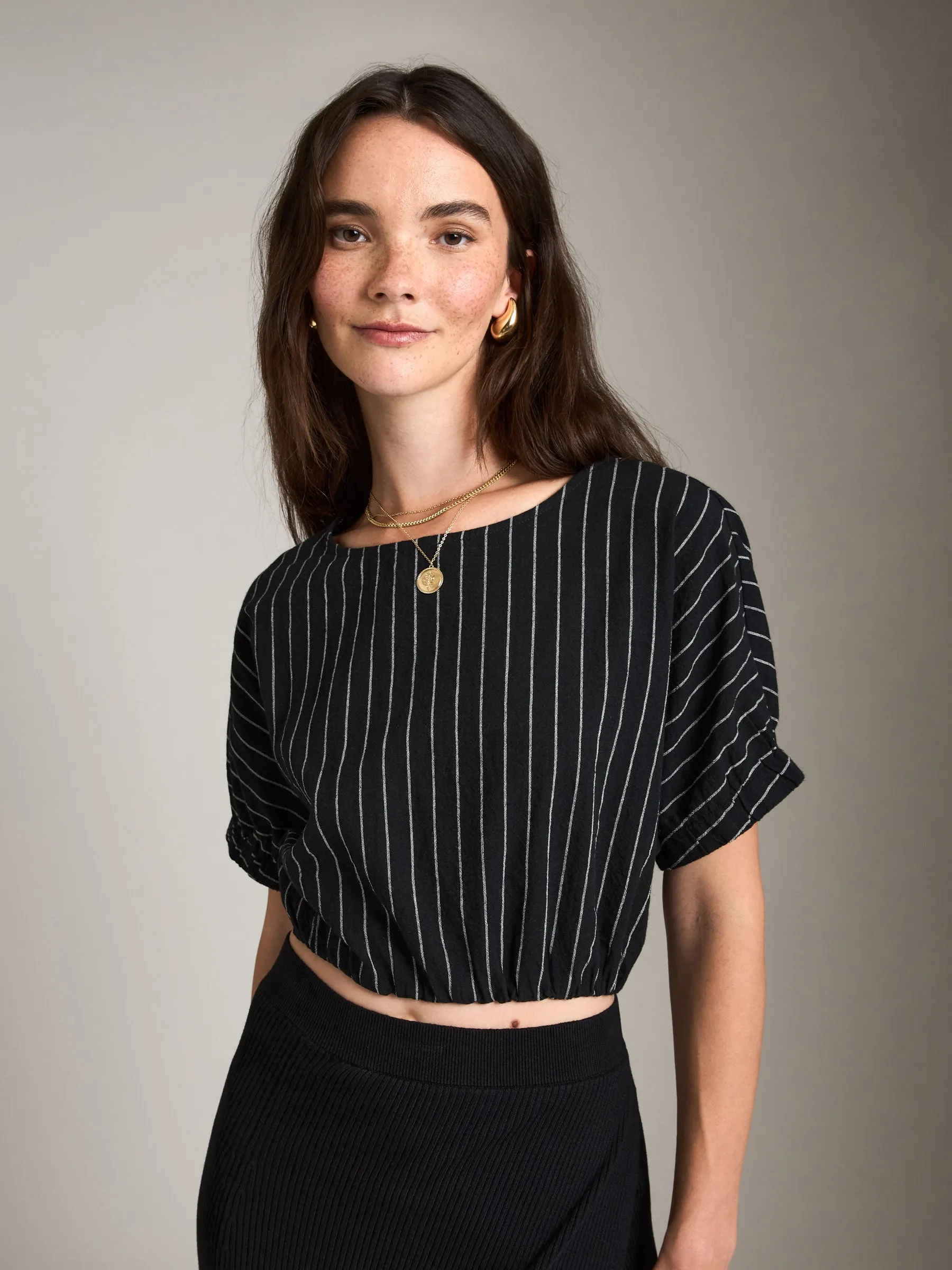 Balloon Sleeve Stripe Top sold by Plenty