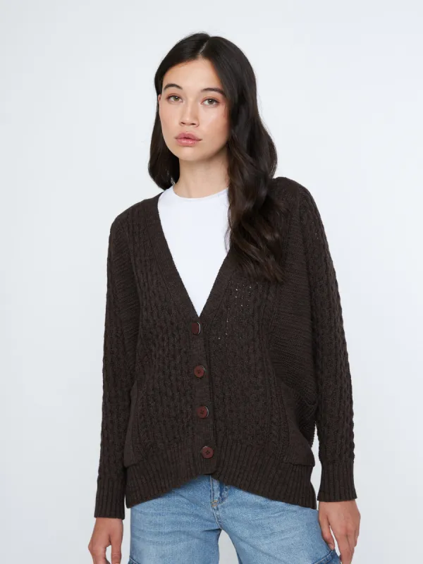 Tweed Cable Hera Cardi sold by Plenty