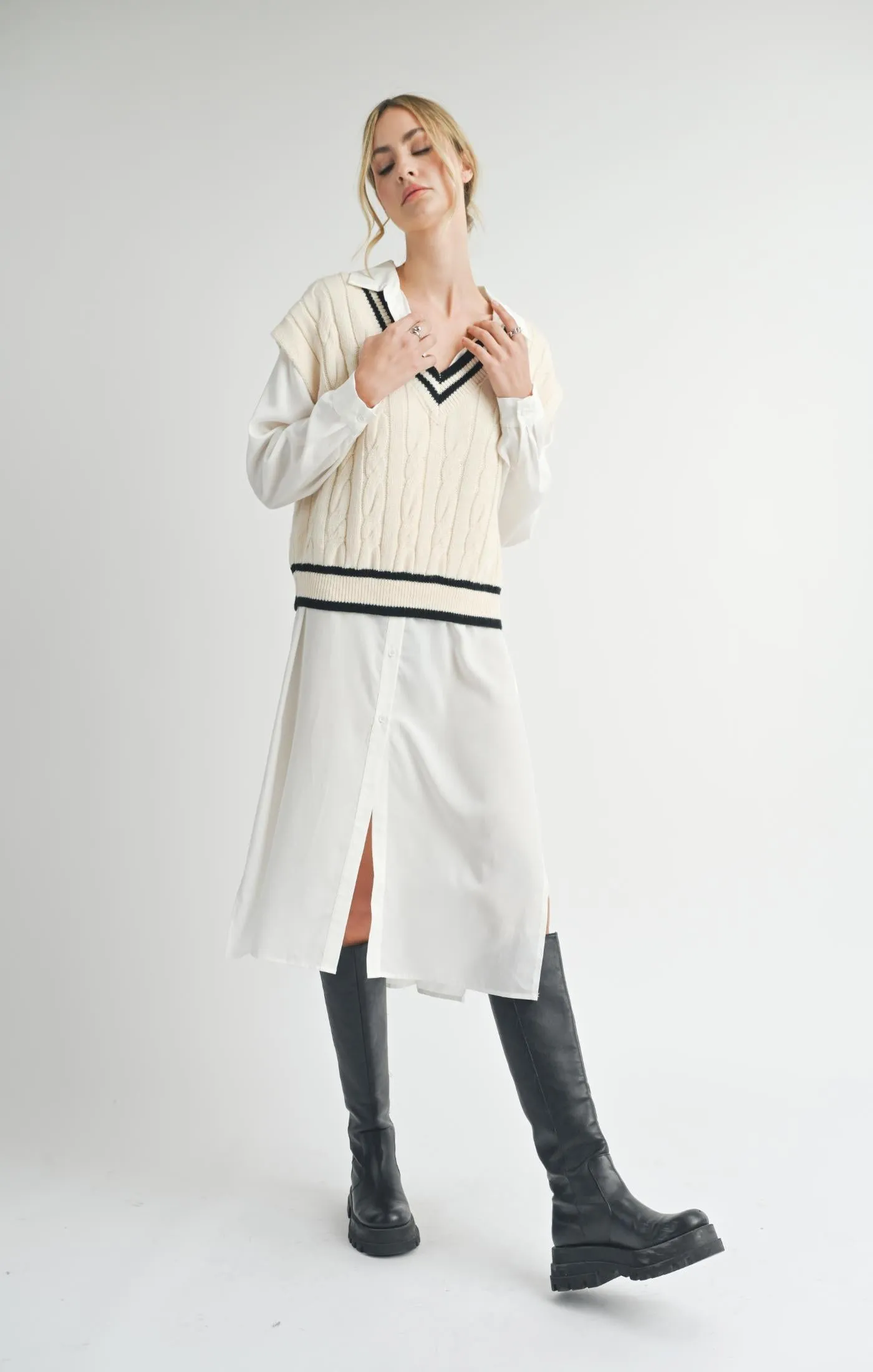 Tara V Neck Cable Vest sold by Plenty product image thumbnail 4