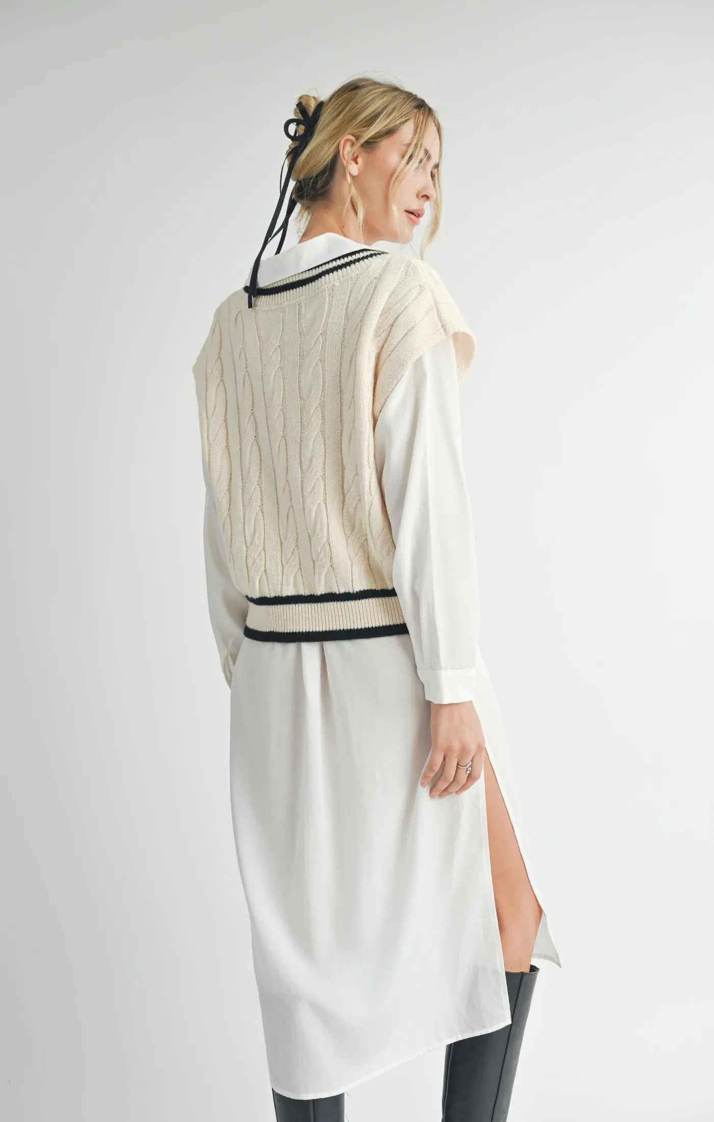 Tara V Neck Cable Vest sold by Plenty product image thumbnail 3