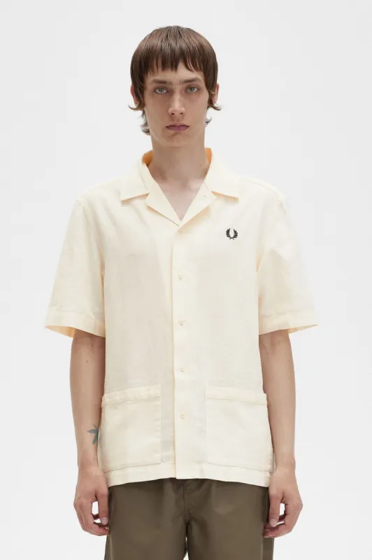 Linen Pique Panelled Short Sleeve Shirt sold by Plenty