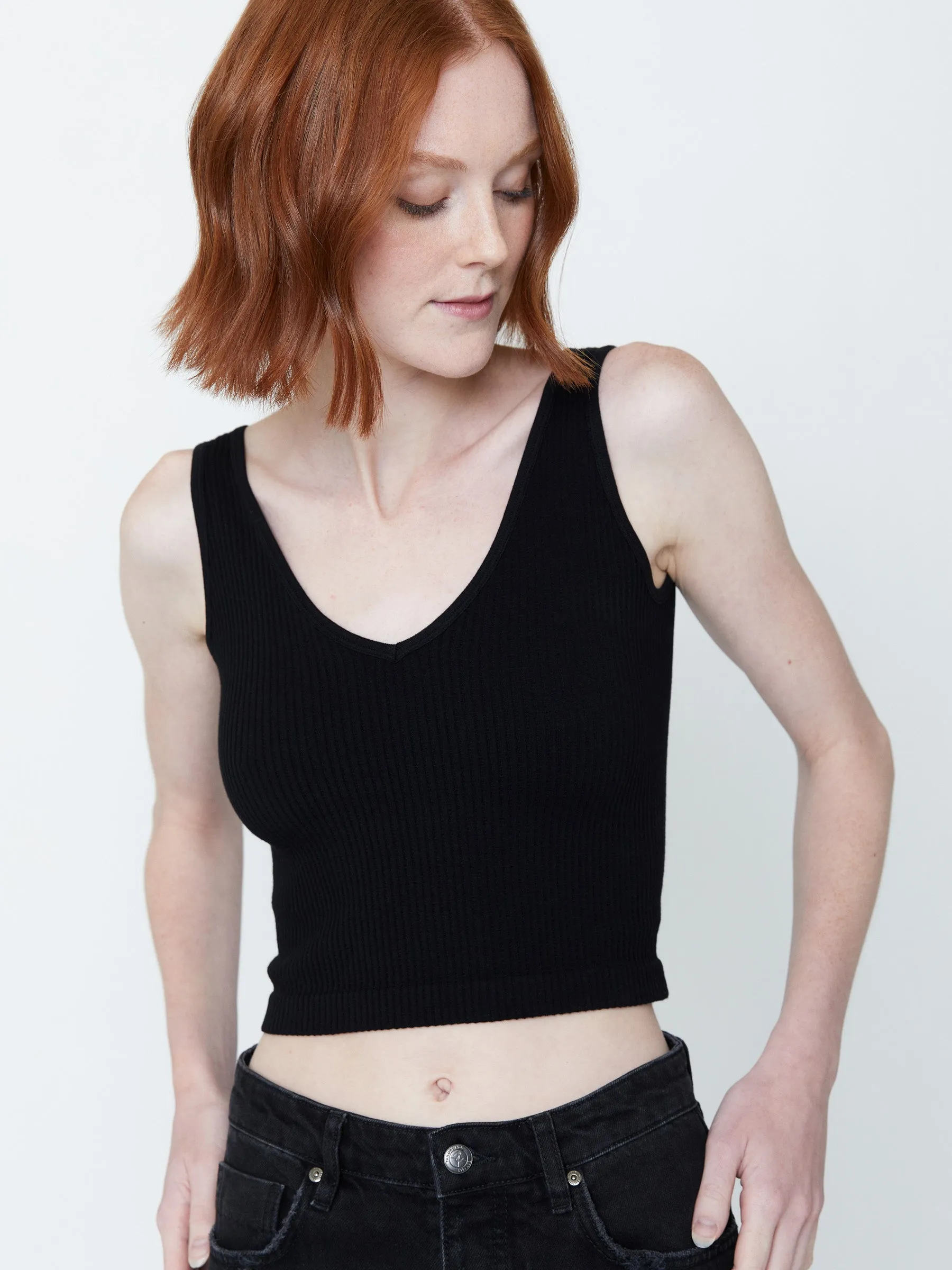 Layton Double V Neck Tank sold by Plenty