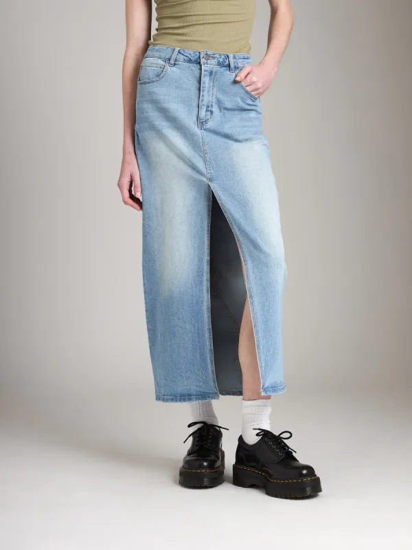 Toulouse Denim Maxi Skirt - Washed Black made by Plenty