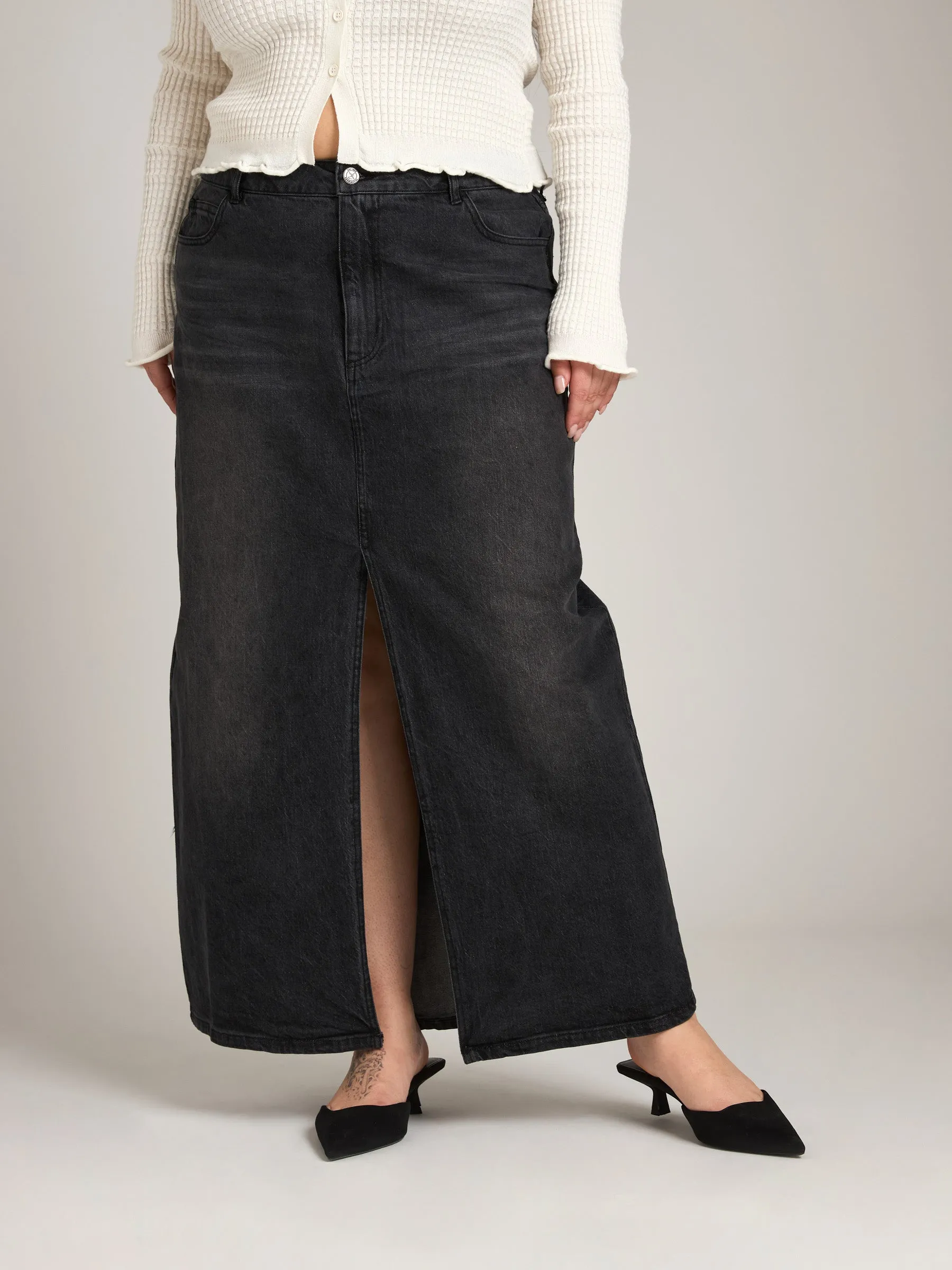 Toulouse Denim Maxi Skirt - Washed Black sold by Plenty product image thumbnail 2