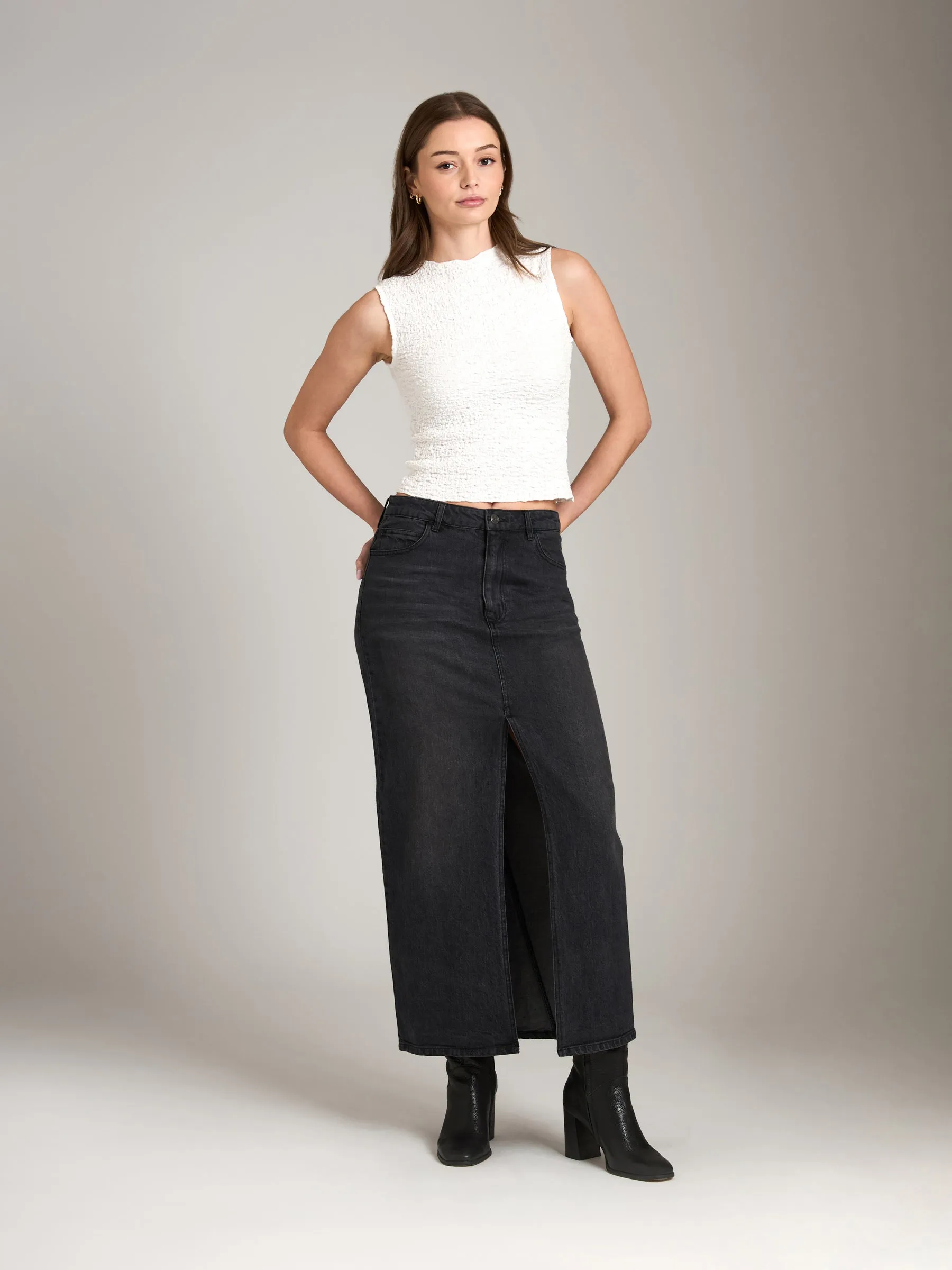 Toulouse Denim Maxi Skirt - Washed Black sold by Plenty product image thumbnail 5