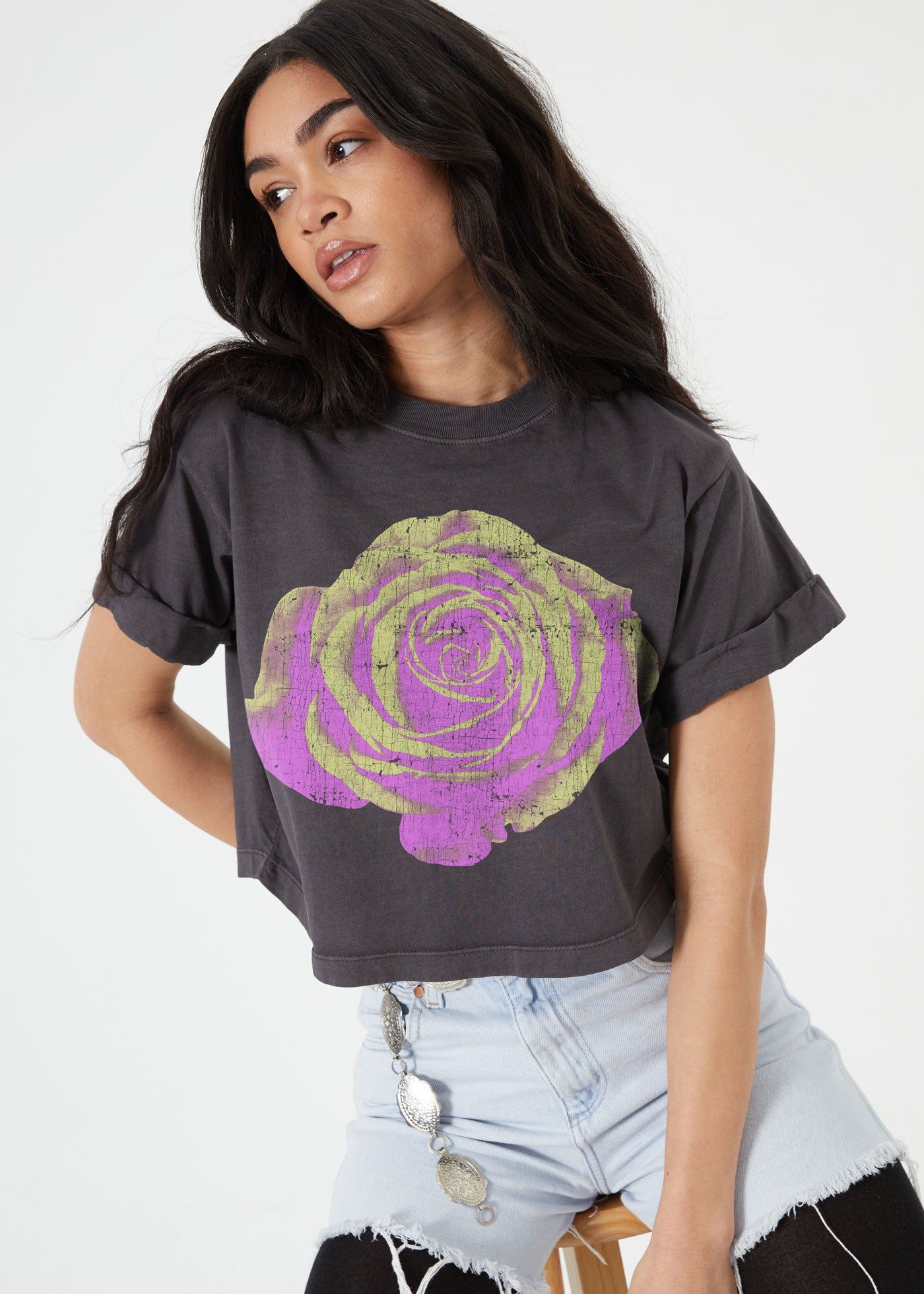 Rose Gradient Crop BF Tee sold by Plenty