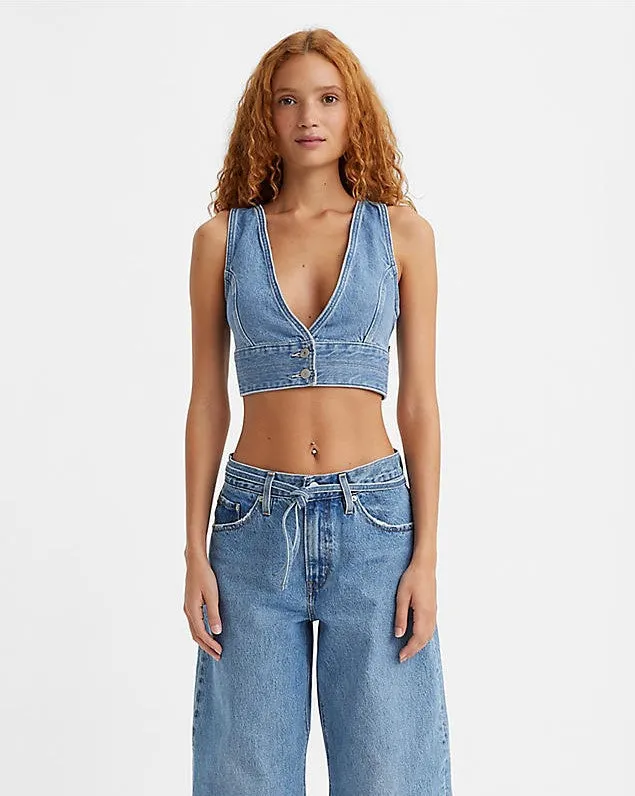 Raine Denim Crop Top sold by Plenty