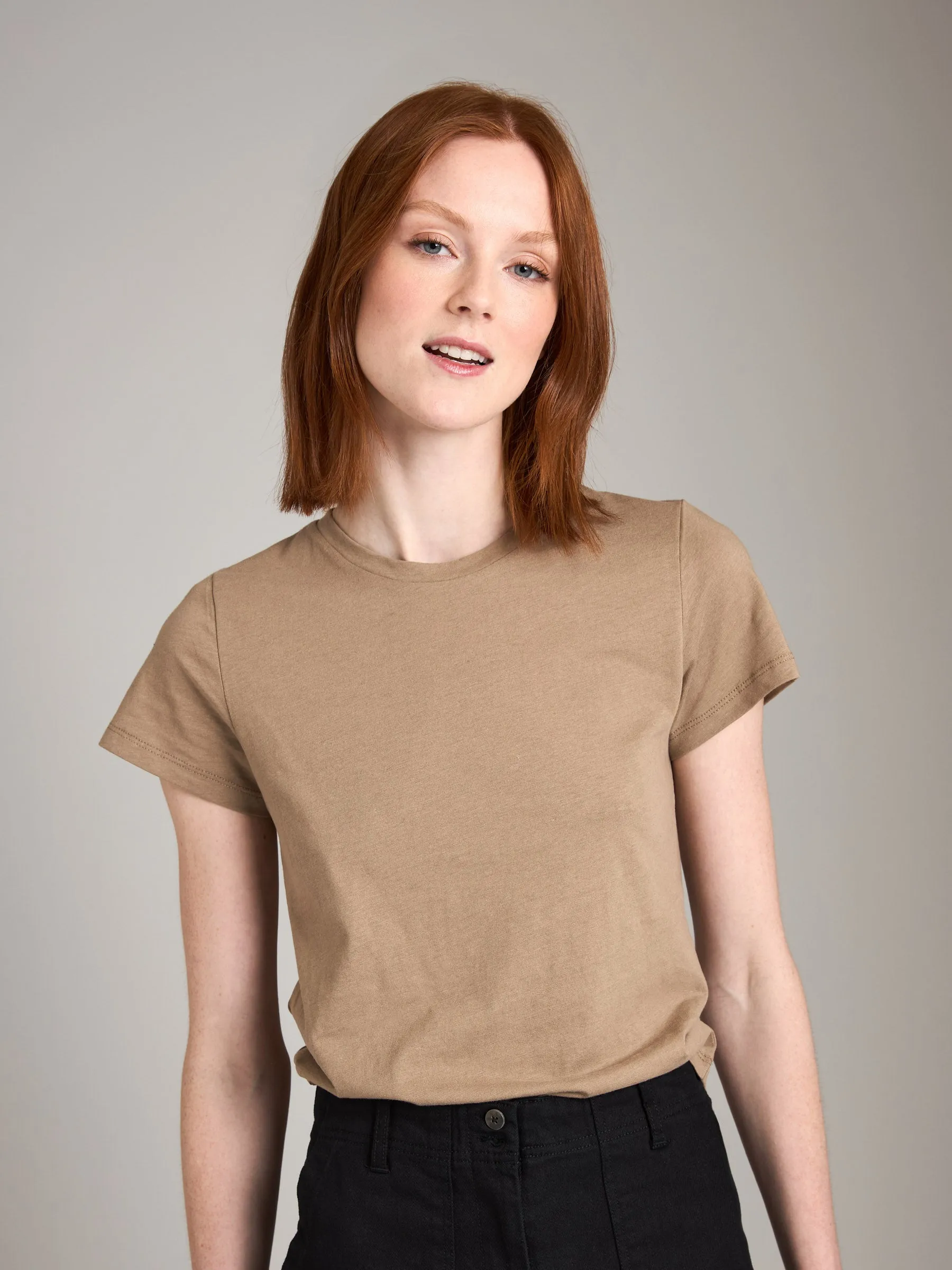 Vintage Cotton Linen Sophia Soft Crew Tee sold by Plenty