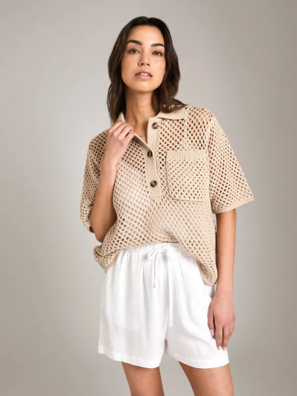 Bronte Open Knit Polo sold by Plenty