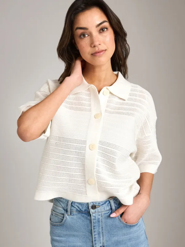 Marie Drop Shoulder Shirt Cardigan sold by Plenty