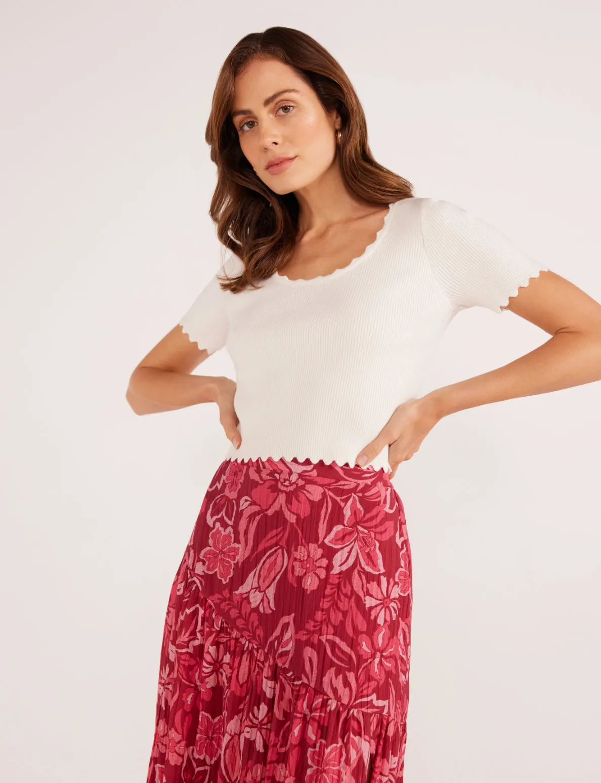 Laura Scallop Knit Top sold by Plenty