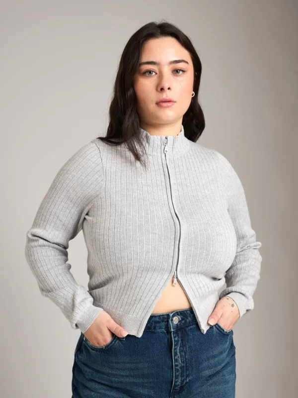 Sherry Slim Zip Cardi sold by Plenty