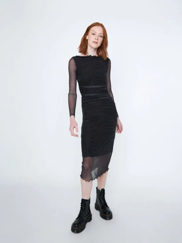 Mesh Print Noemi Ruched Dress sold by Plenty