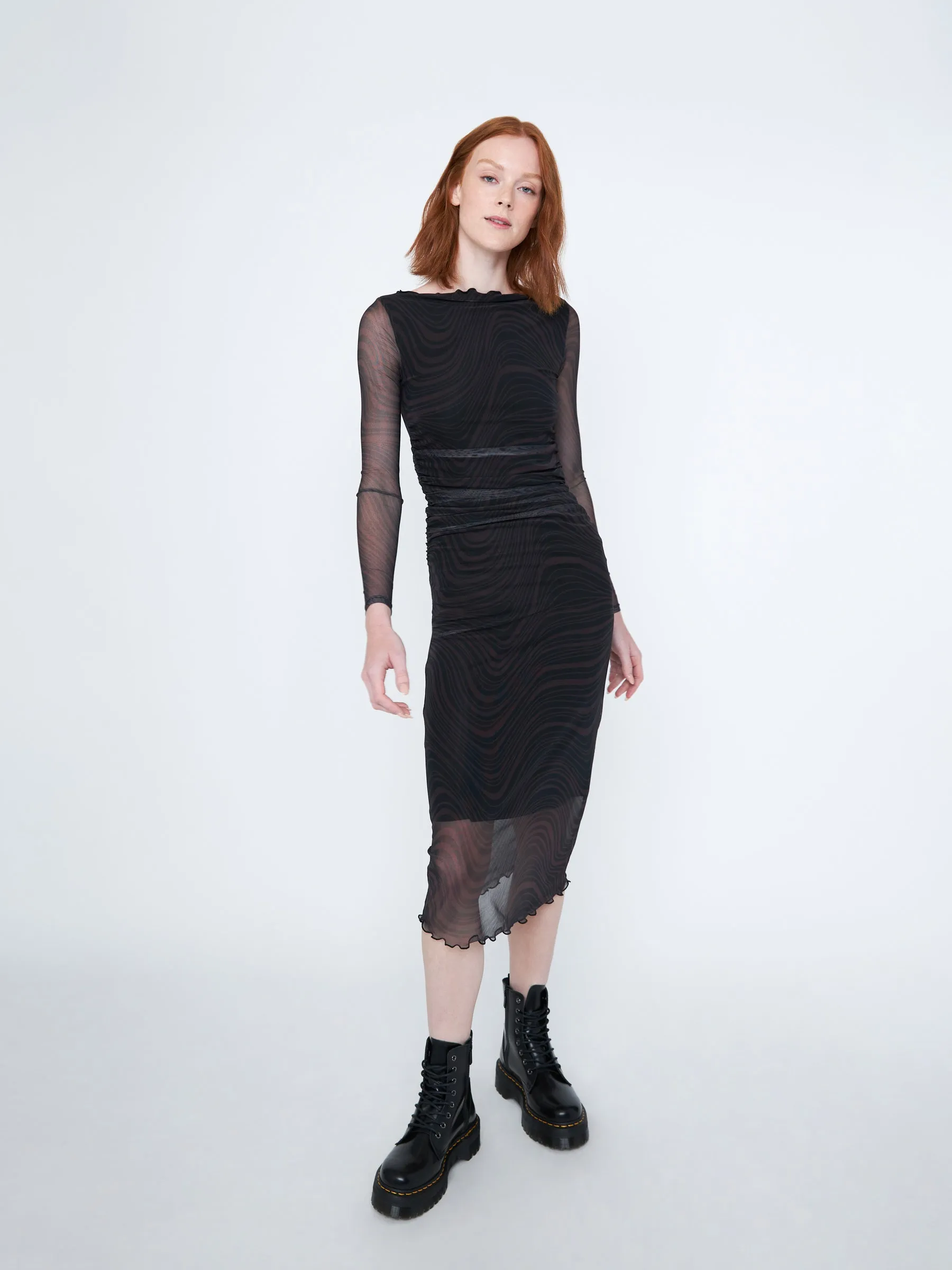 Mesh Print Noemi Ruched Dress sold by Plenty