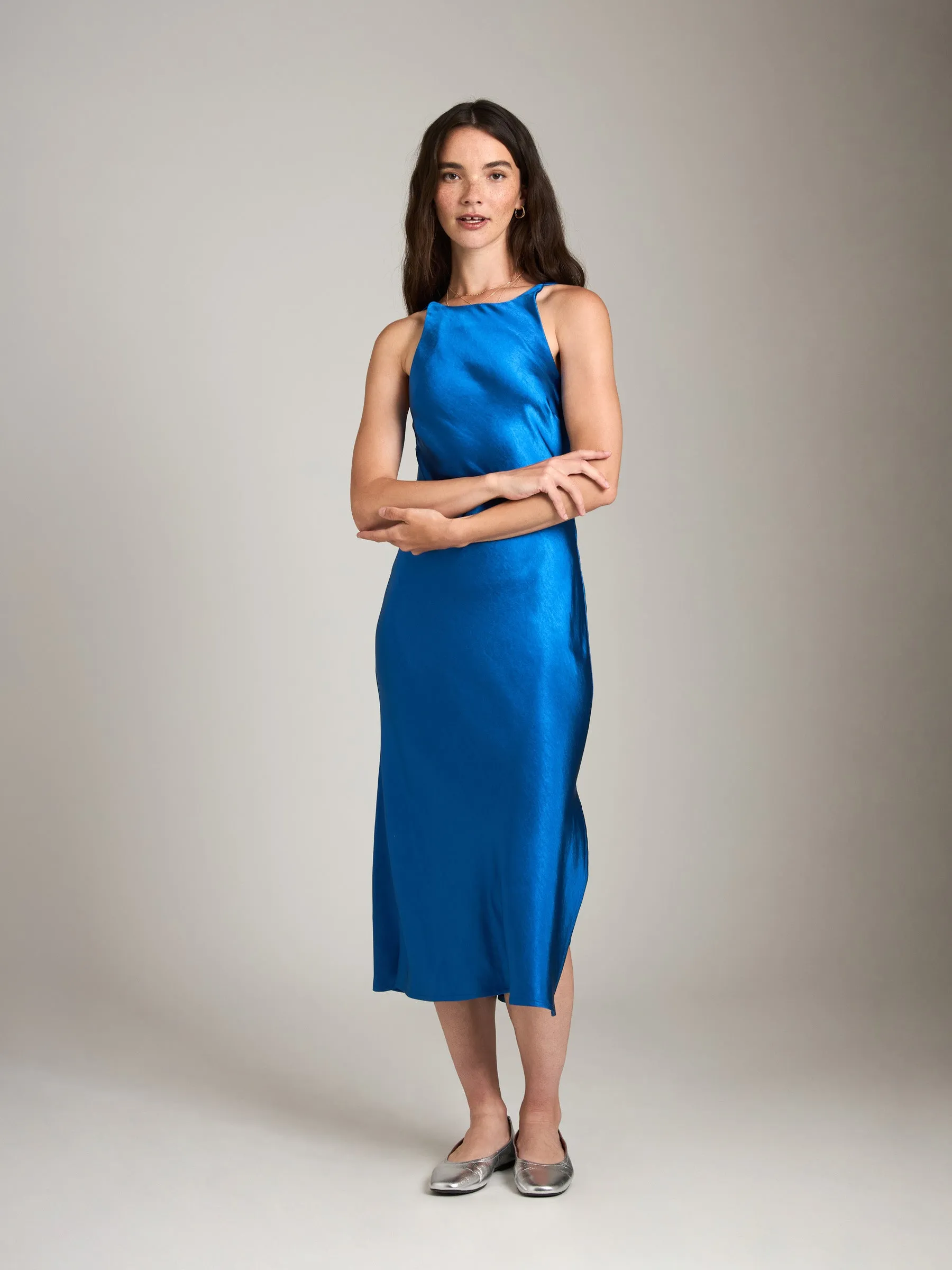 Satin Aneesha High Neck Bias Dress sold by Plenty product image thumbnail 4