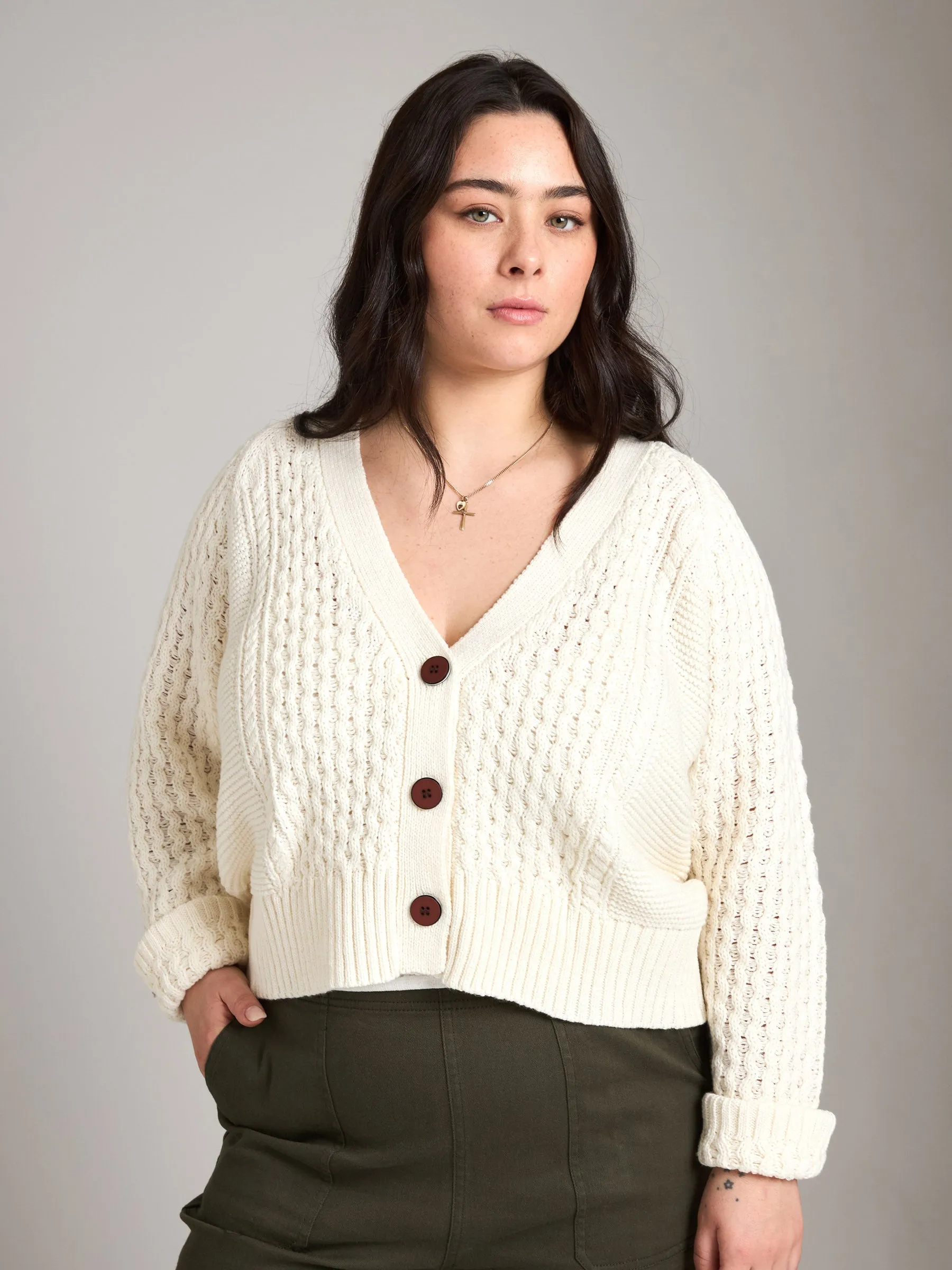 Cable Petra Crop Cardi sold by Plenty