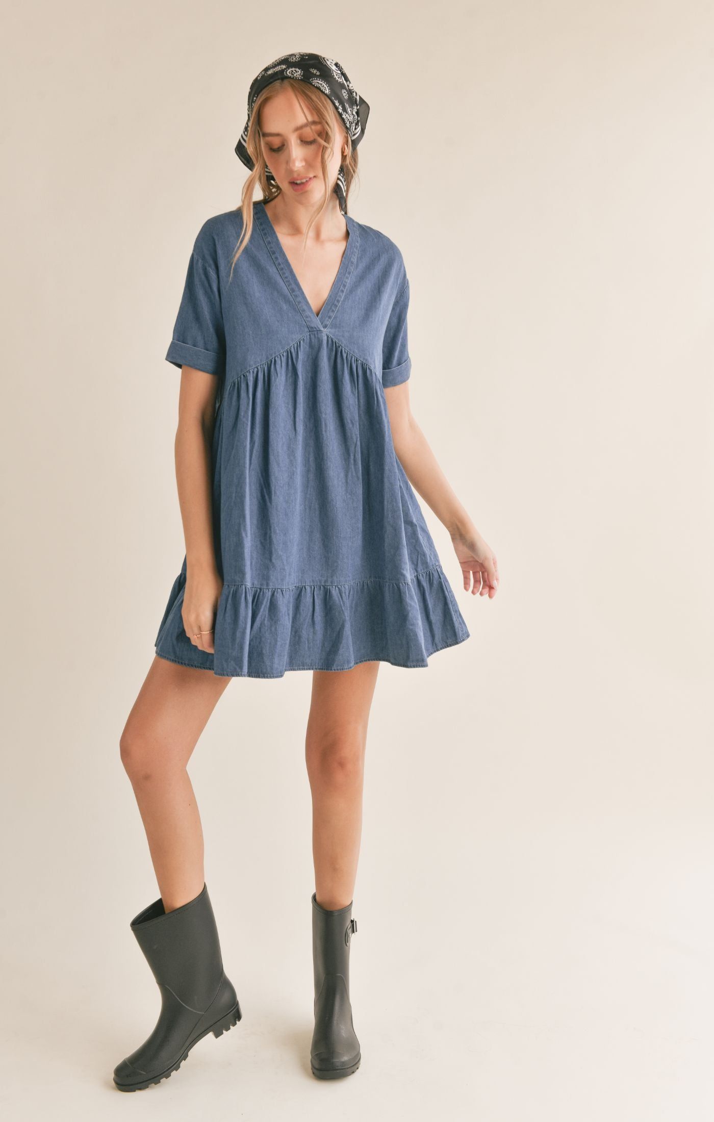 Conversations Chambray Babydoll Dress sold by Plenty