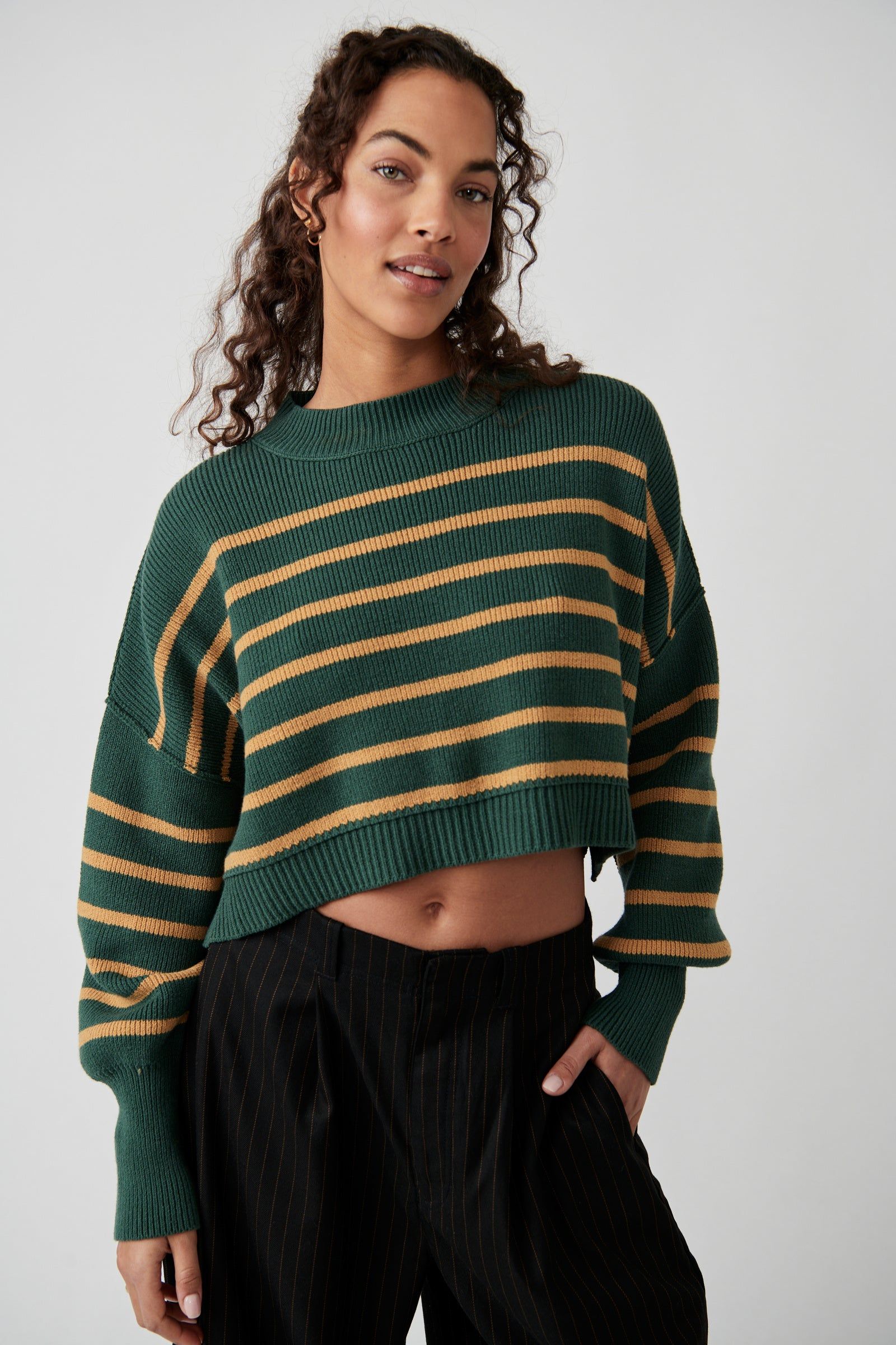 Stripe Easy Street Crop Pullover sold by Plenty