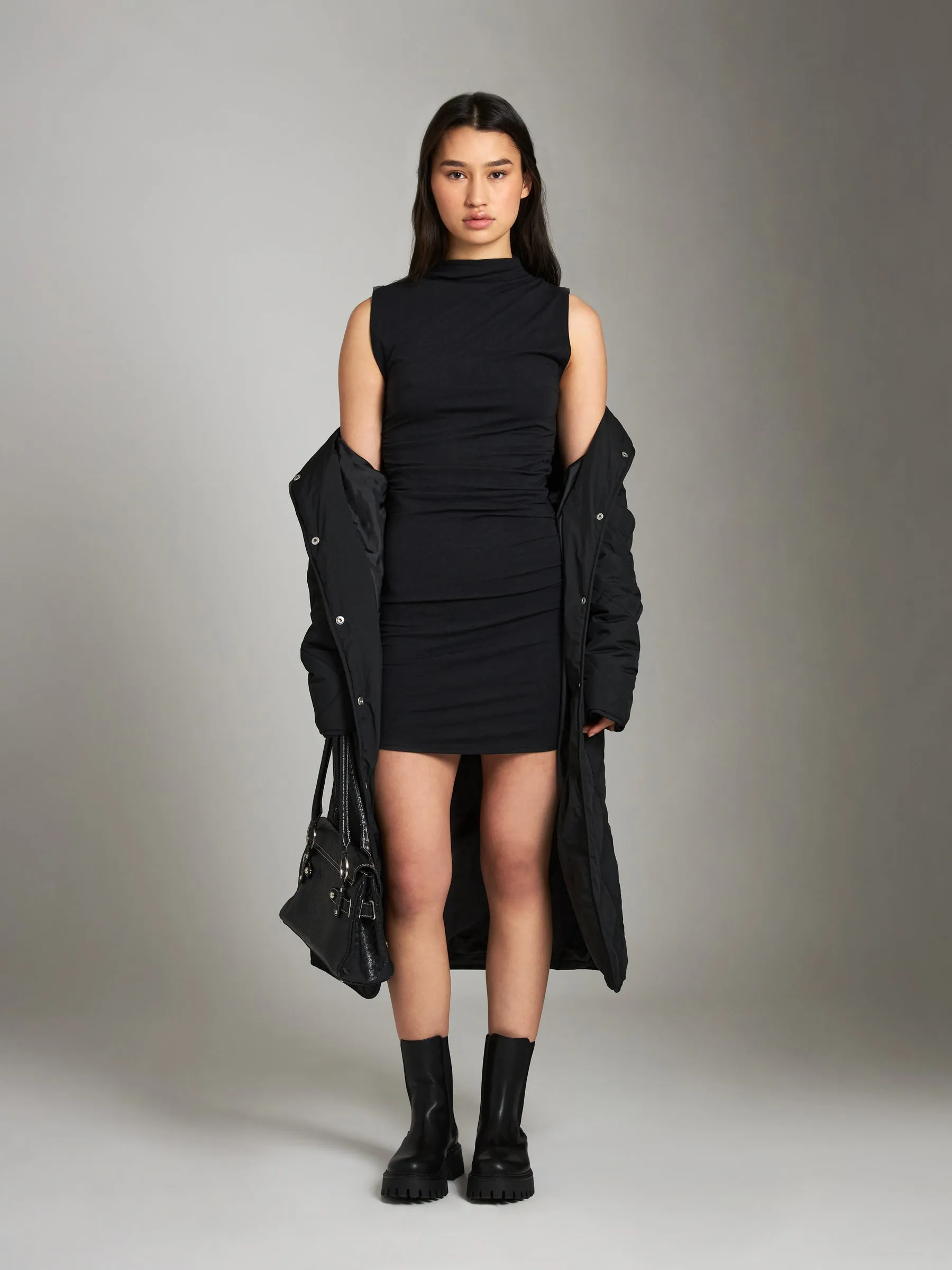 Kayli Mock Neck Ruched Mini Dress sold by Plenty product image thumbnail 2