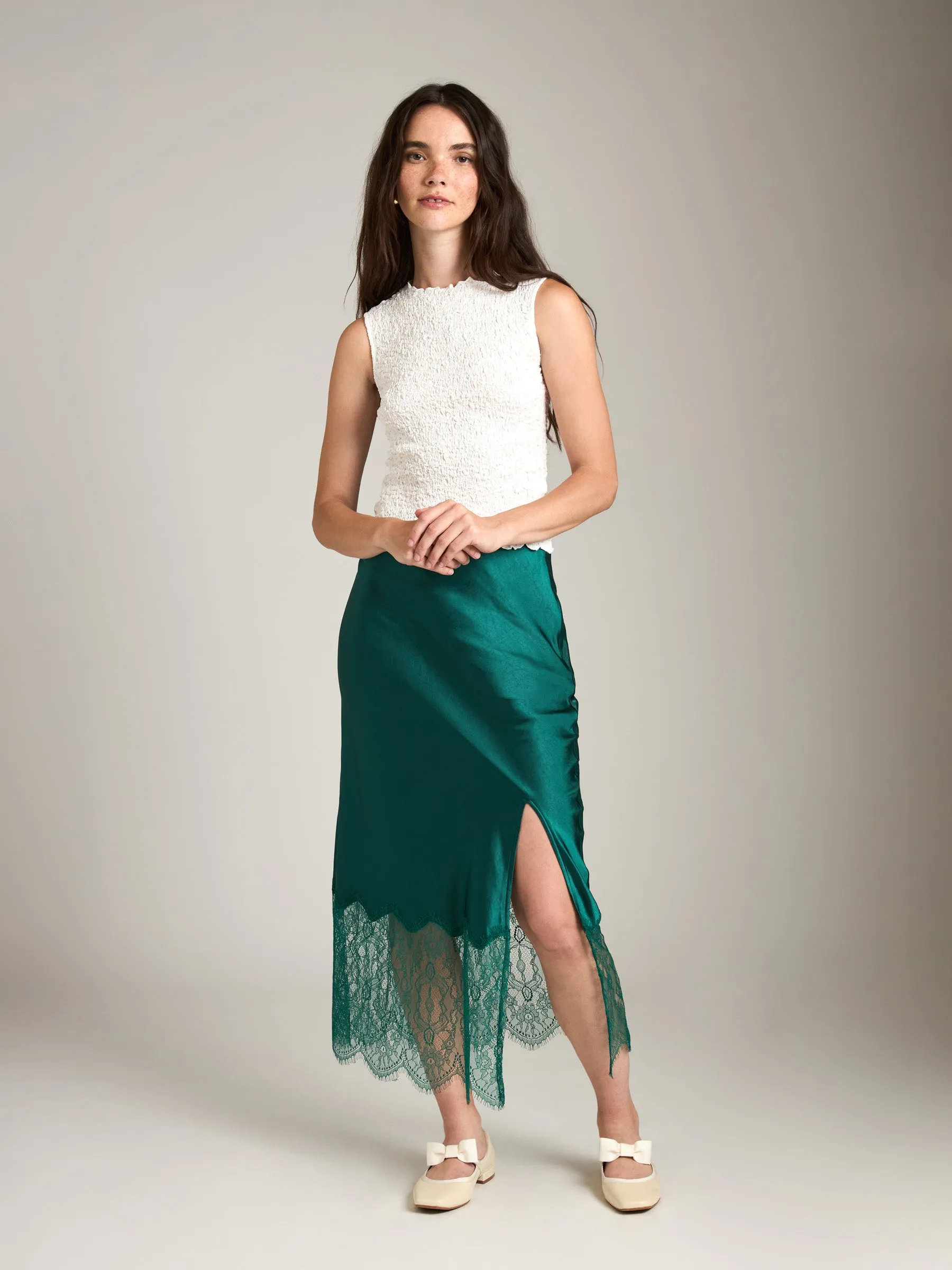 Adalyn Lace Hem Bias Slit Skirt sold by Plenty product image thumbnail 5