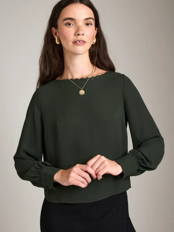 Alora Scallop Boat Neck Blouse sold by Plenty