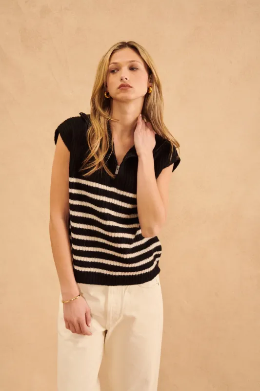 Otto Quarter Zip Stripe Vest made by John + Jenn