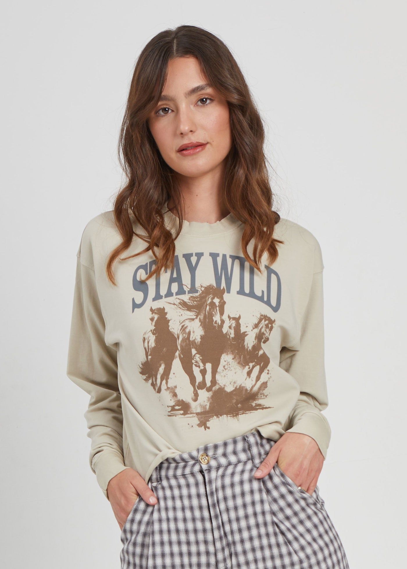 Stay Wild Crop Sweatshirt sold by Plenty