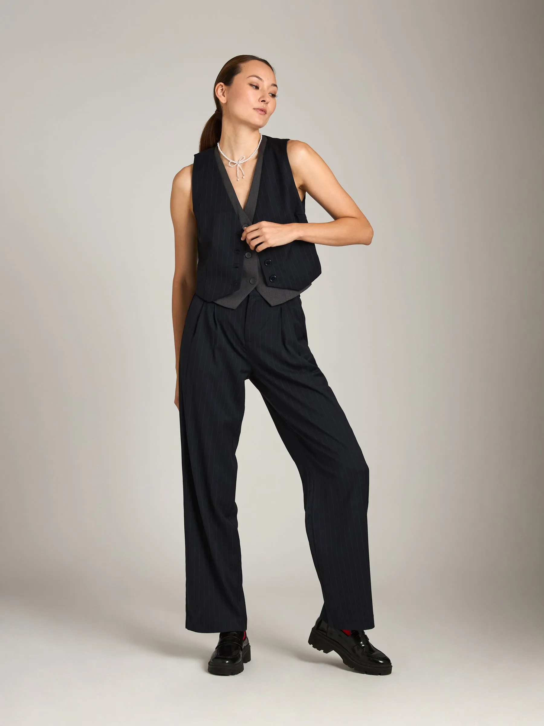 Pinstripe Casey Vest sold by Plenty