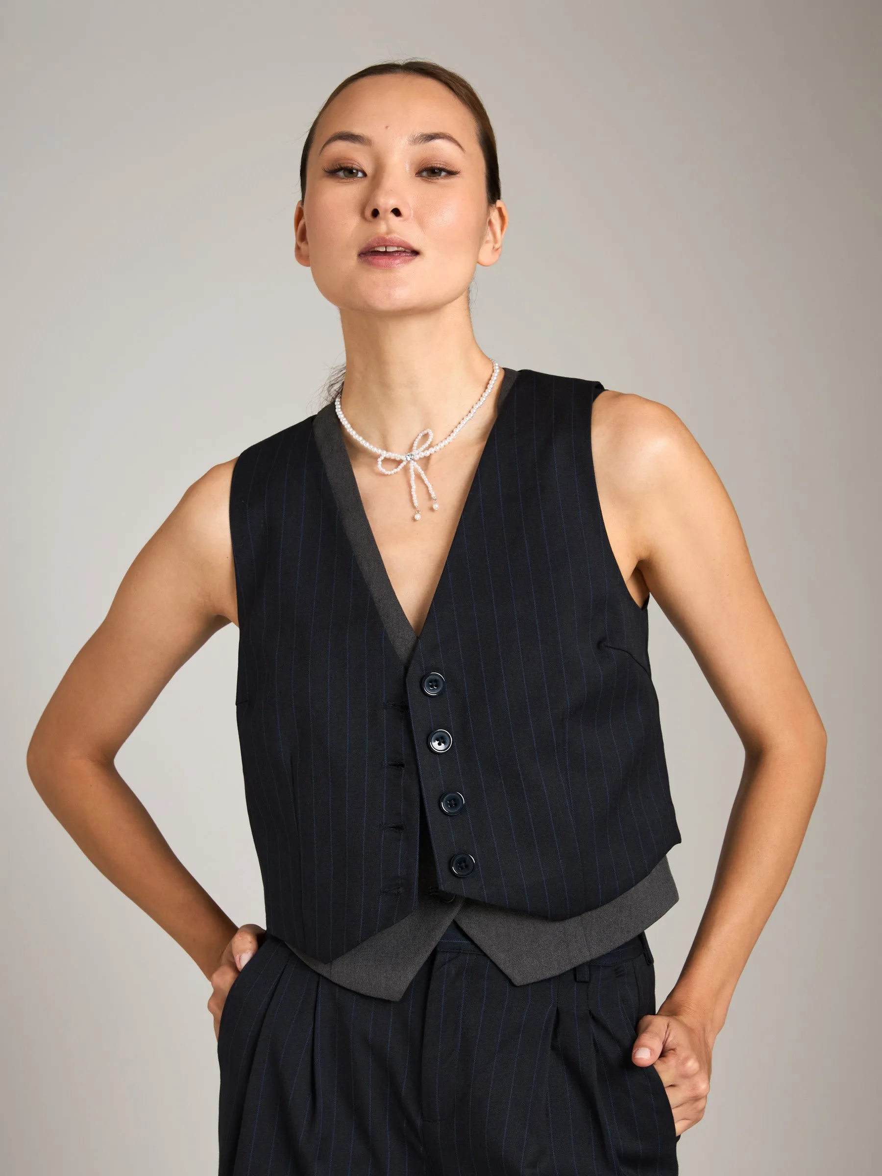 Pinstripe Casey Vest sold by Plenty product image thumbnail 2
