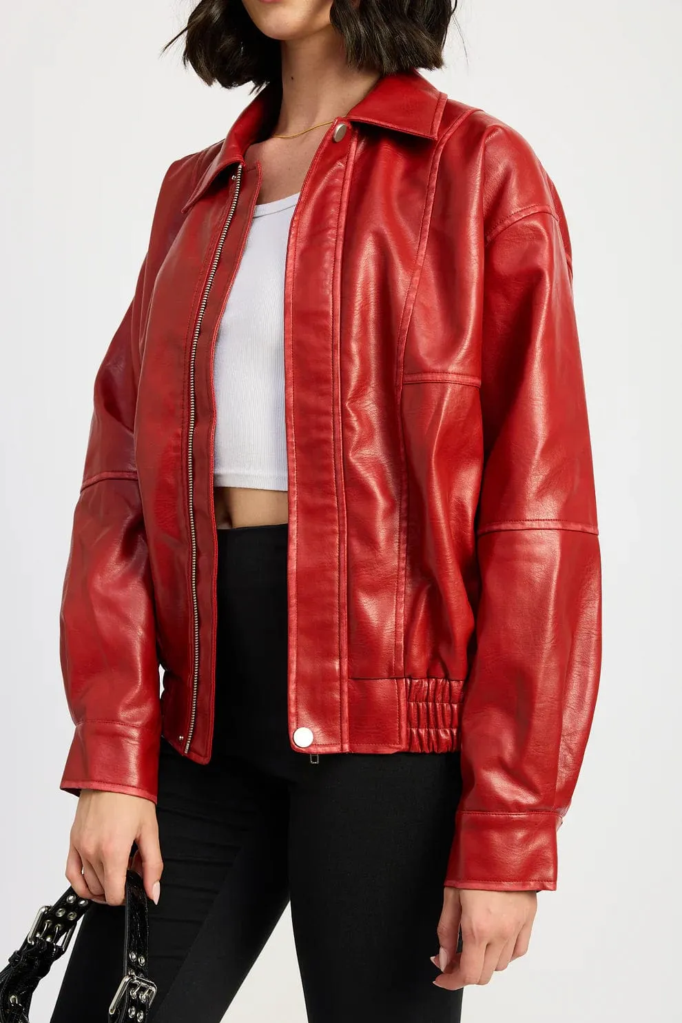 Vintage Effect Vegan Leather Bomber sold by Plenty product image thumbnail 4