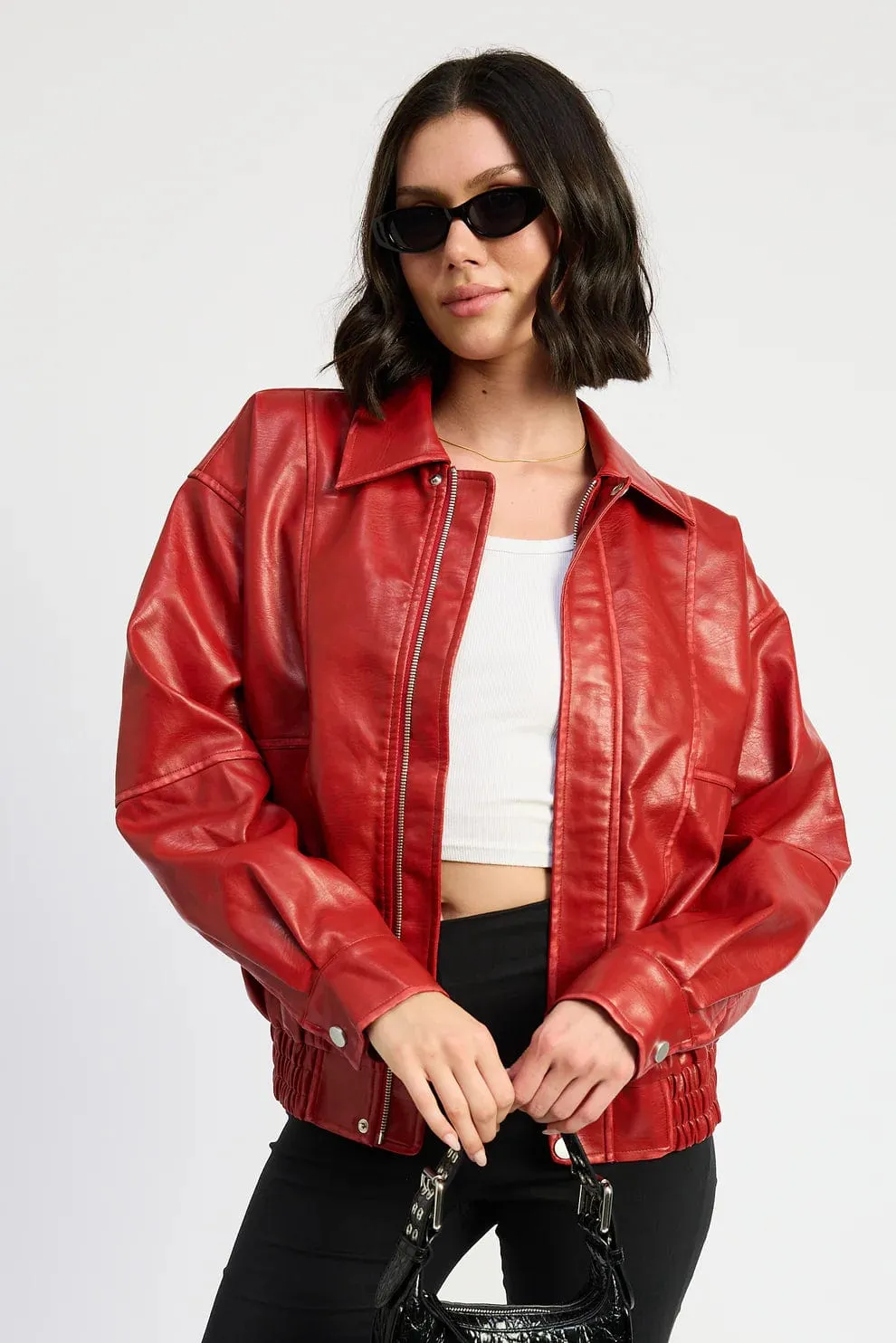 Vintage Effect Vegan Leather Bomber sold by Plenty product image thumbnail 3