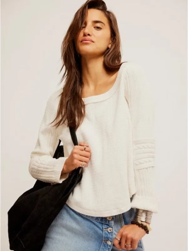 Swingin Cable Cuff Top sold by Plenty