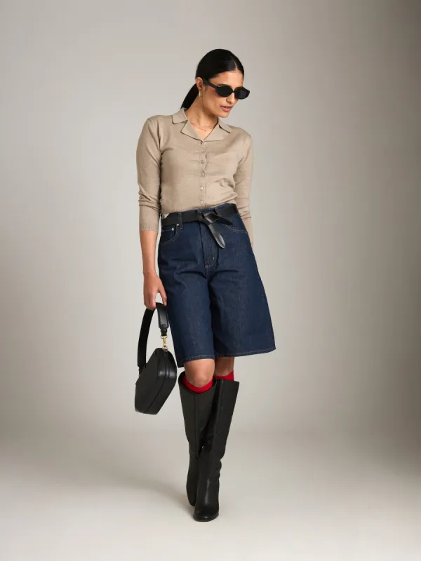 Merino Blend Paige Polo Cardigan sold by Plenty