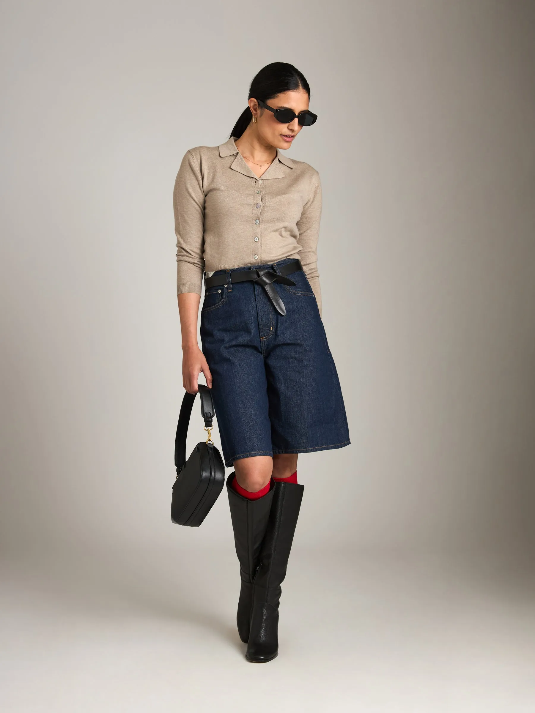 Merino Blend Paige Polo Cardigan sold by Plenty