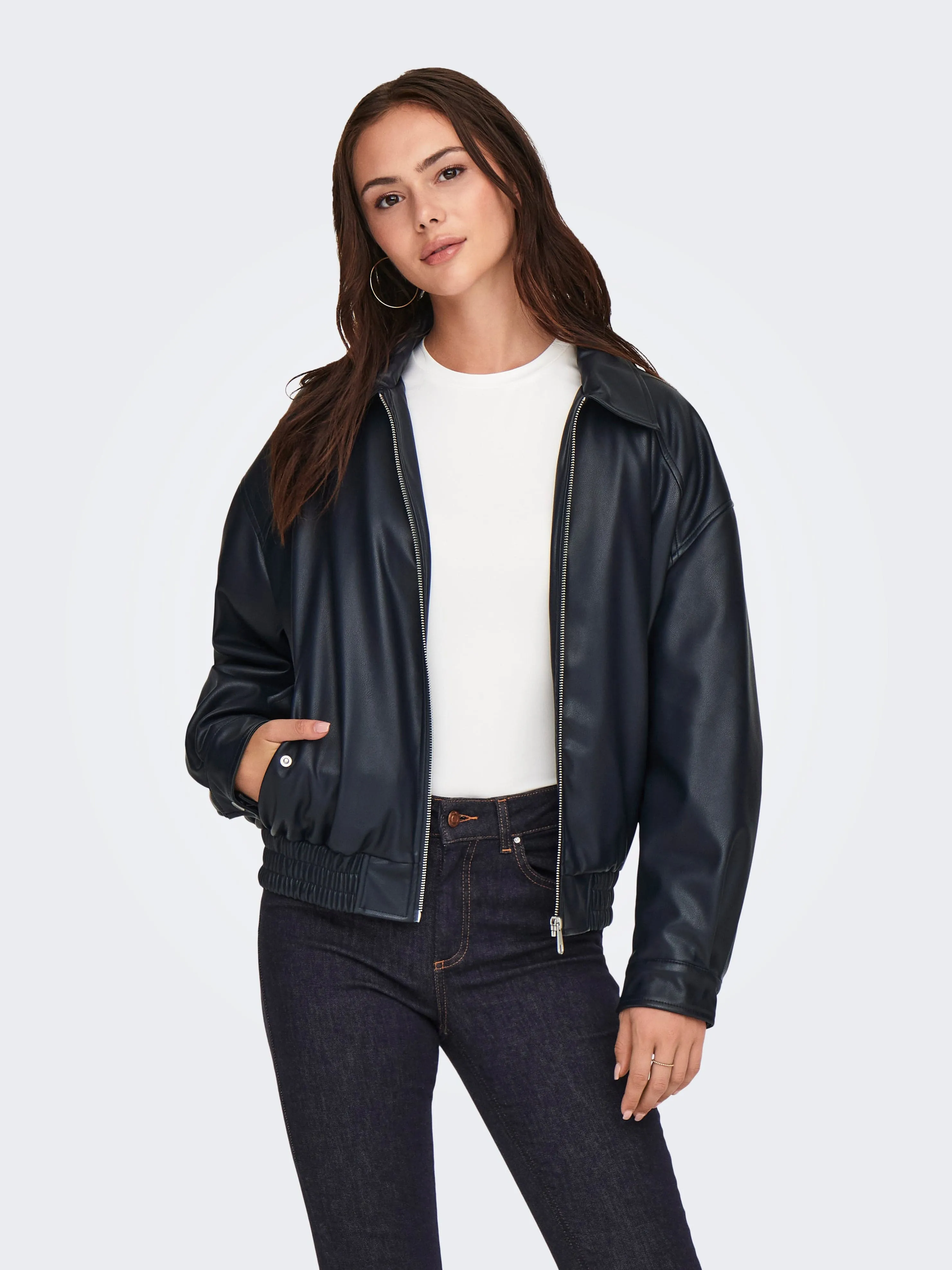 Heidi Faux Leather Bomber sold by Plenty
