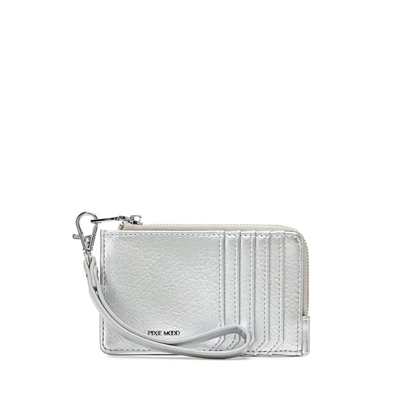 Quinn Card Wallet Silver Pebbled sold by Plenty