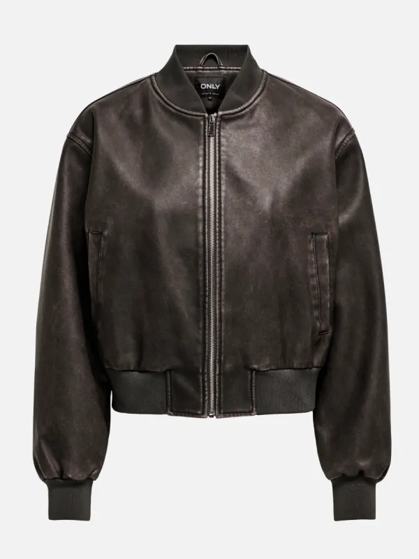 Jane Faux Leather Bomber Jacket made by Only