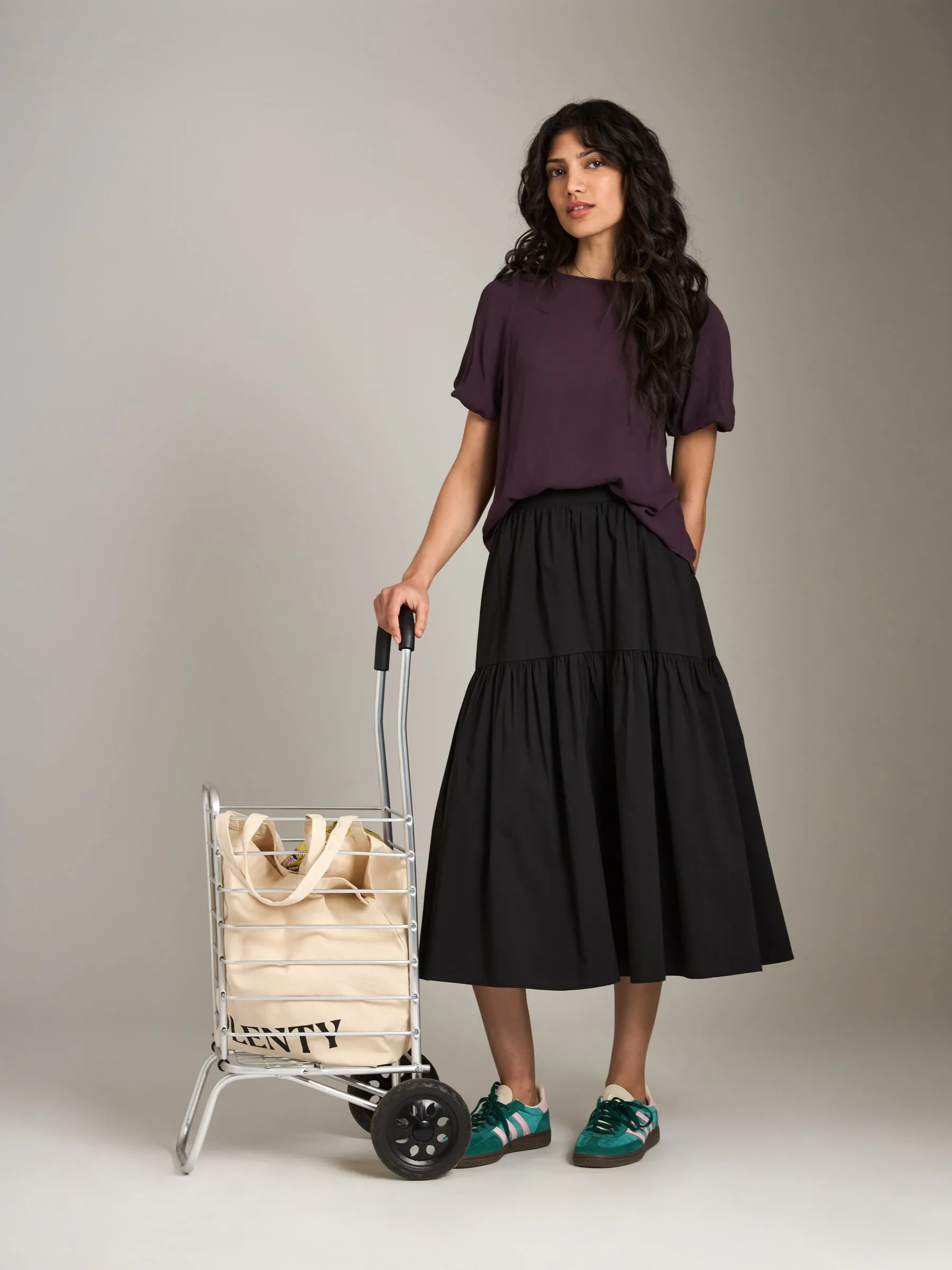 Naya Pleated Bubble Sleeve Top sold by Plenty