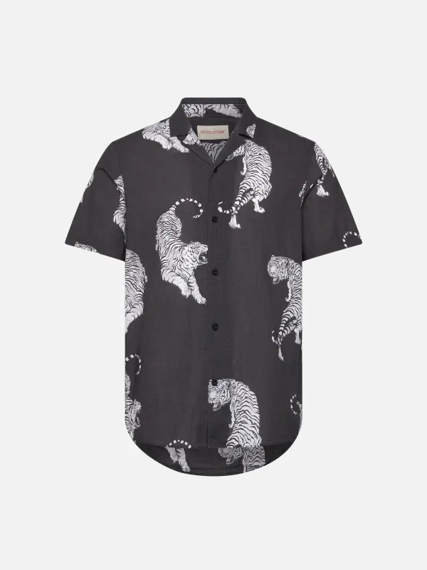 Tiger Short Sleeve Cuban Shirt made by Revolution