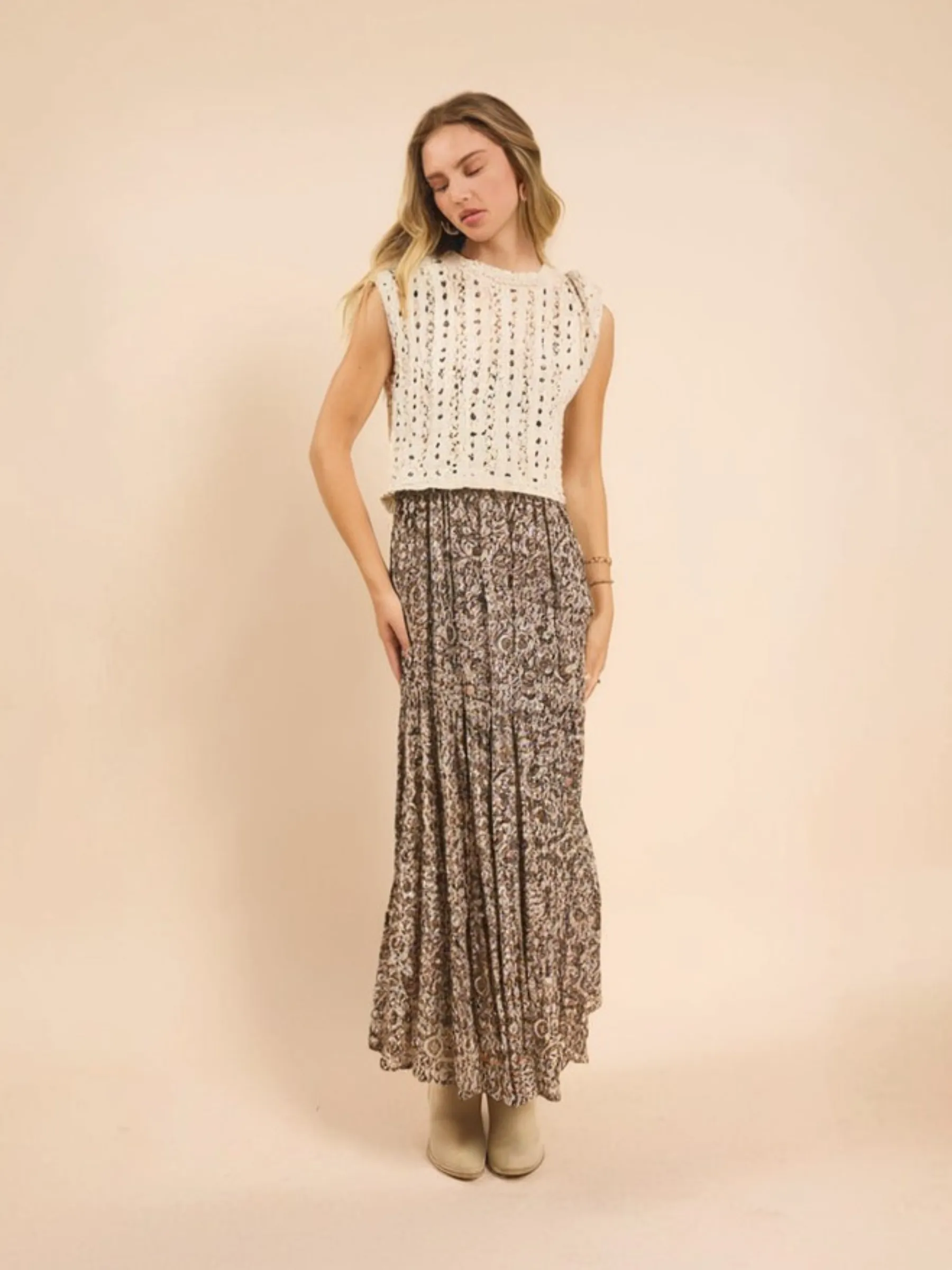 Goldie Open Knit Vest sold by Plenty