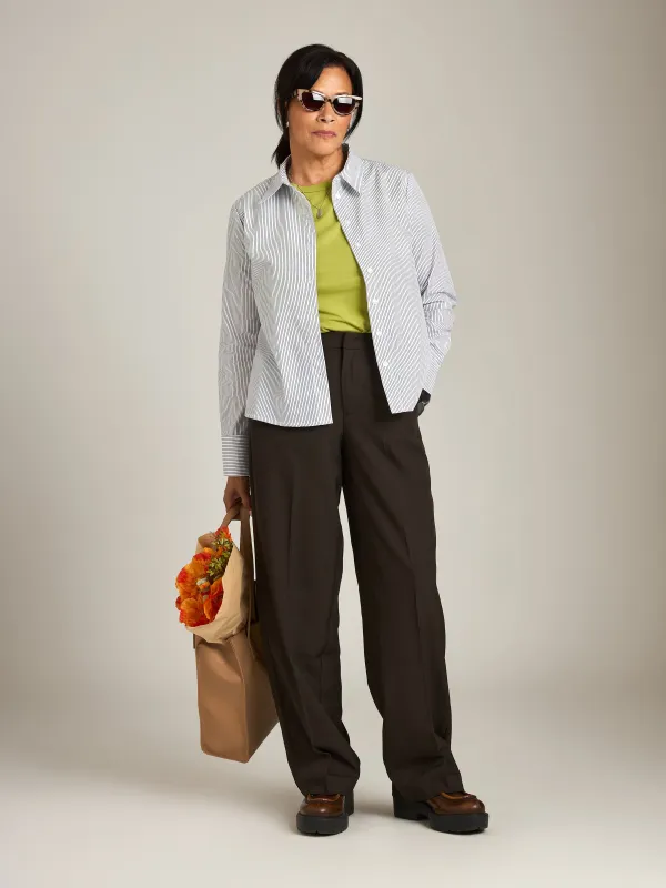 Minji Stripe Button Up Shirt made by Plenty