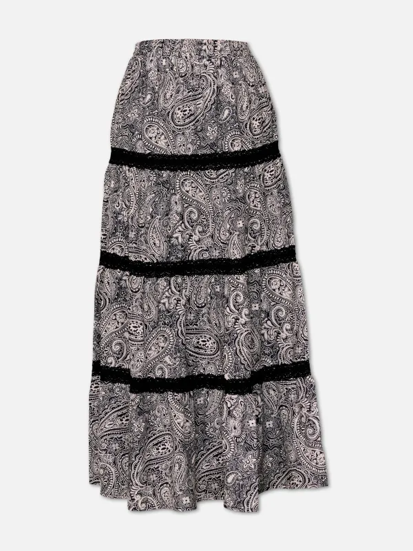 Cool Girl Tiered Maxi Skirt sold by Plenty