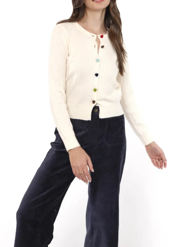 Mochi Heart Button Cardigan sold by Plenty