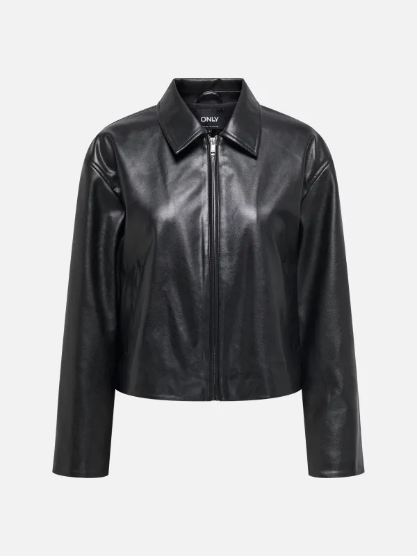 Nicki Faux Leather Zip Jacket made by Only